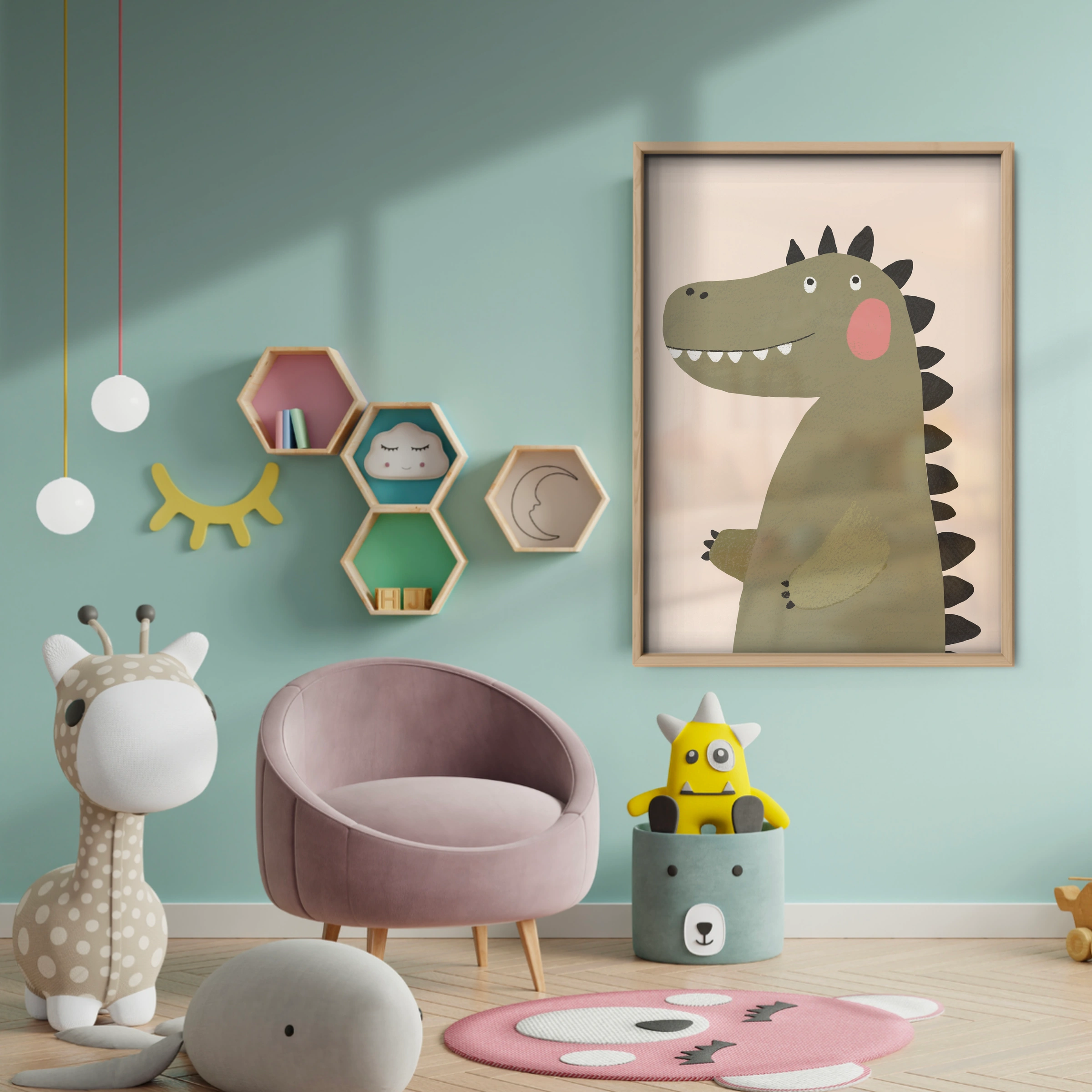 Spotty Crocodile Nursery Print - baby room wall decor print