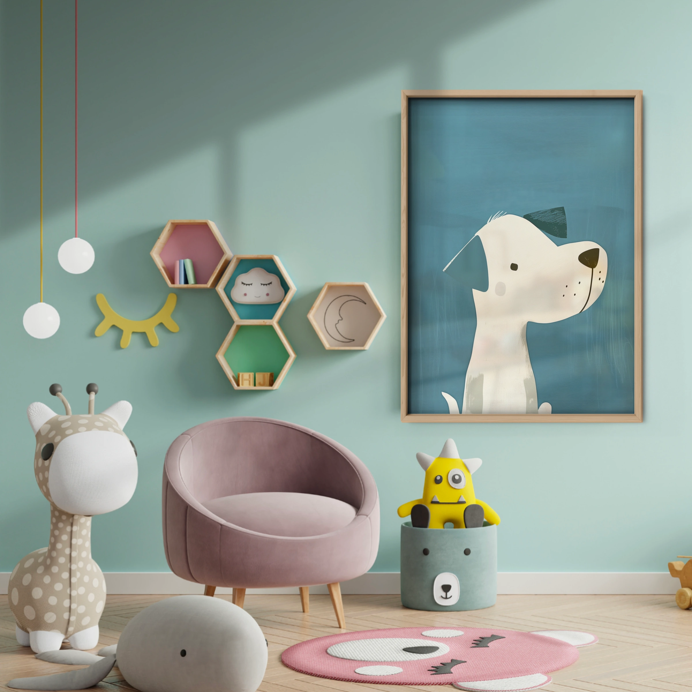 Spotty Dog Nursery Print - baby room wall decor print