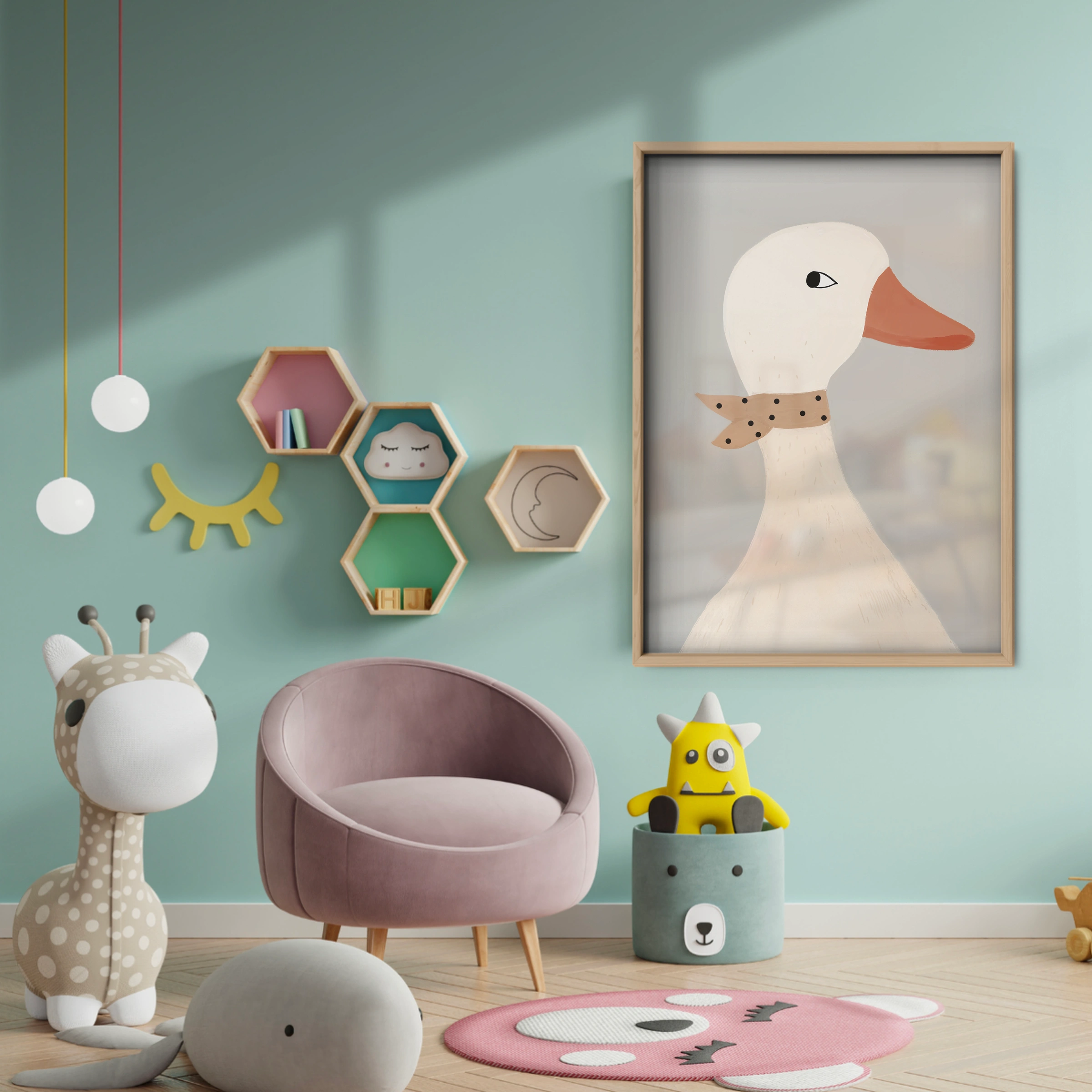 Spotty Goose Nursery Print - baby room wall decor print