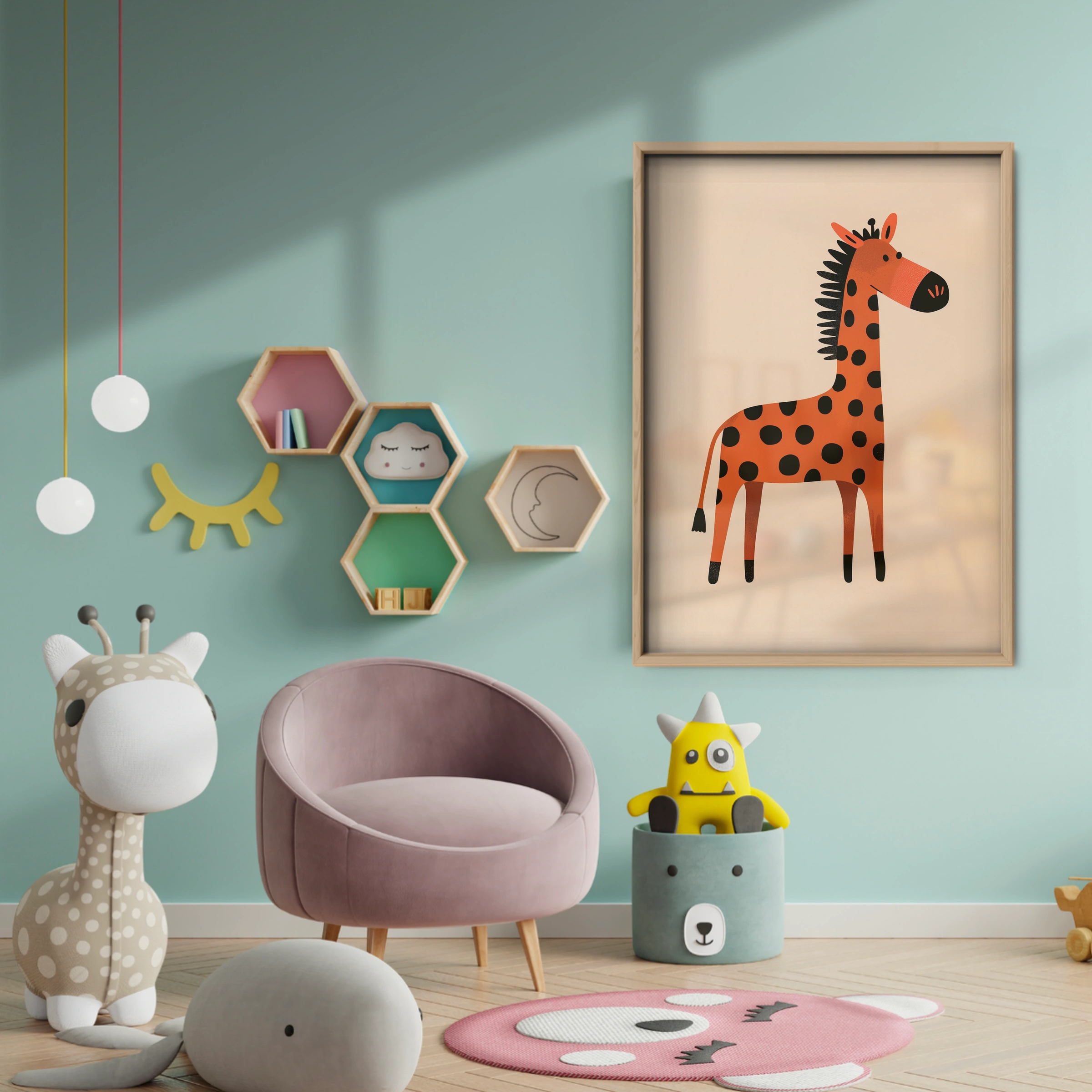 Spotty Zebra Nursery Print - baby room wall decor print