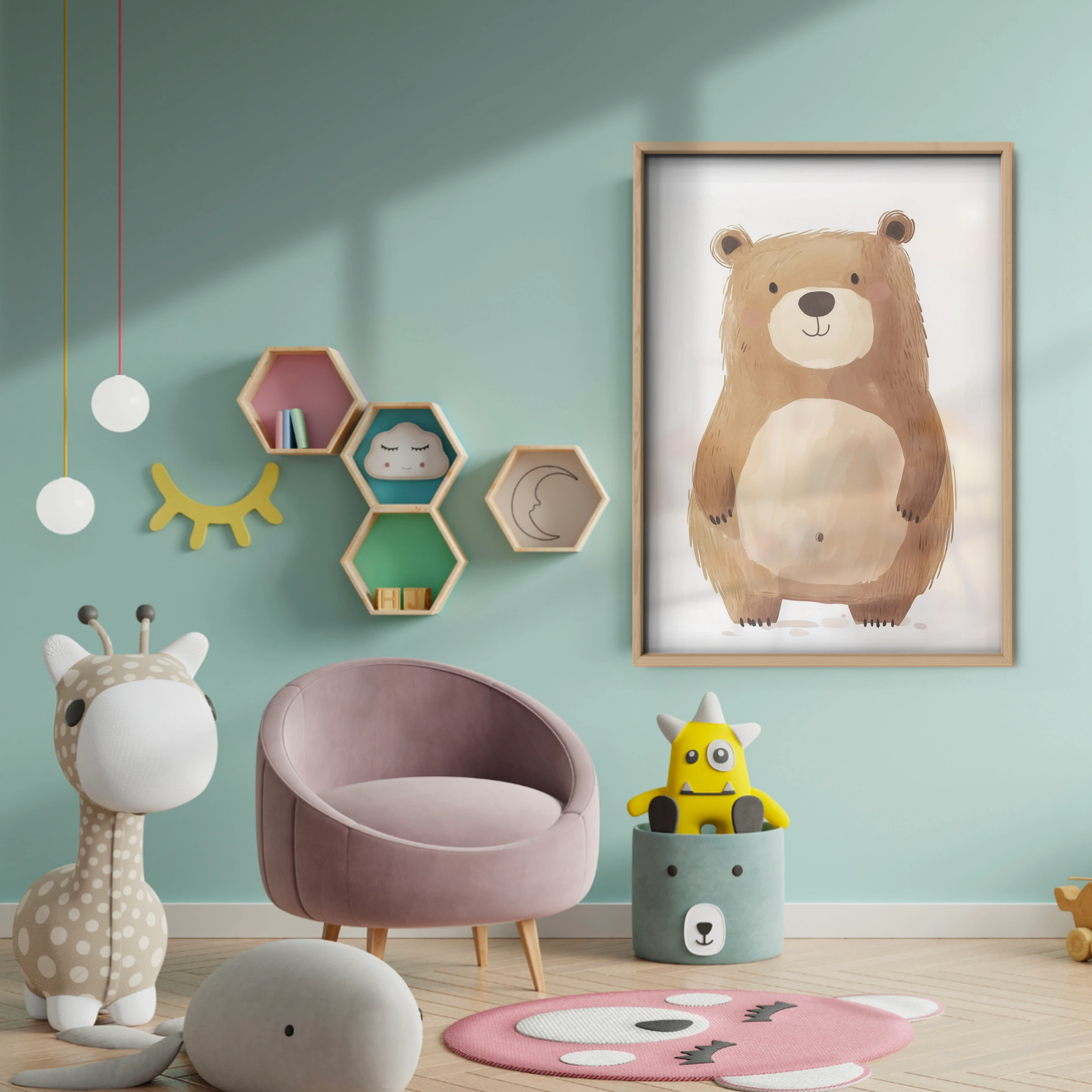 Standing Bear Nursery Print - baby room wall decor print