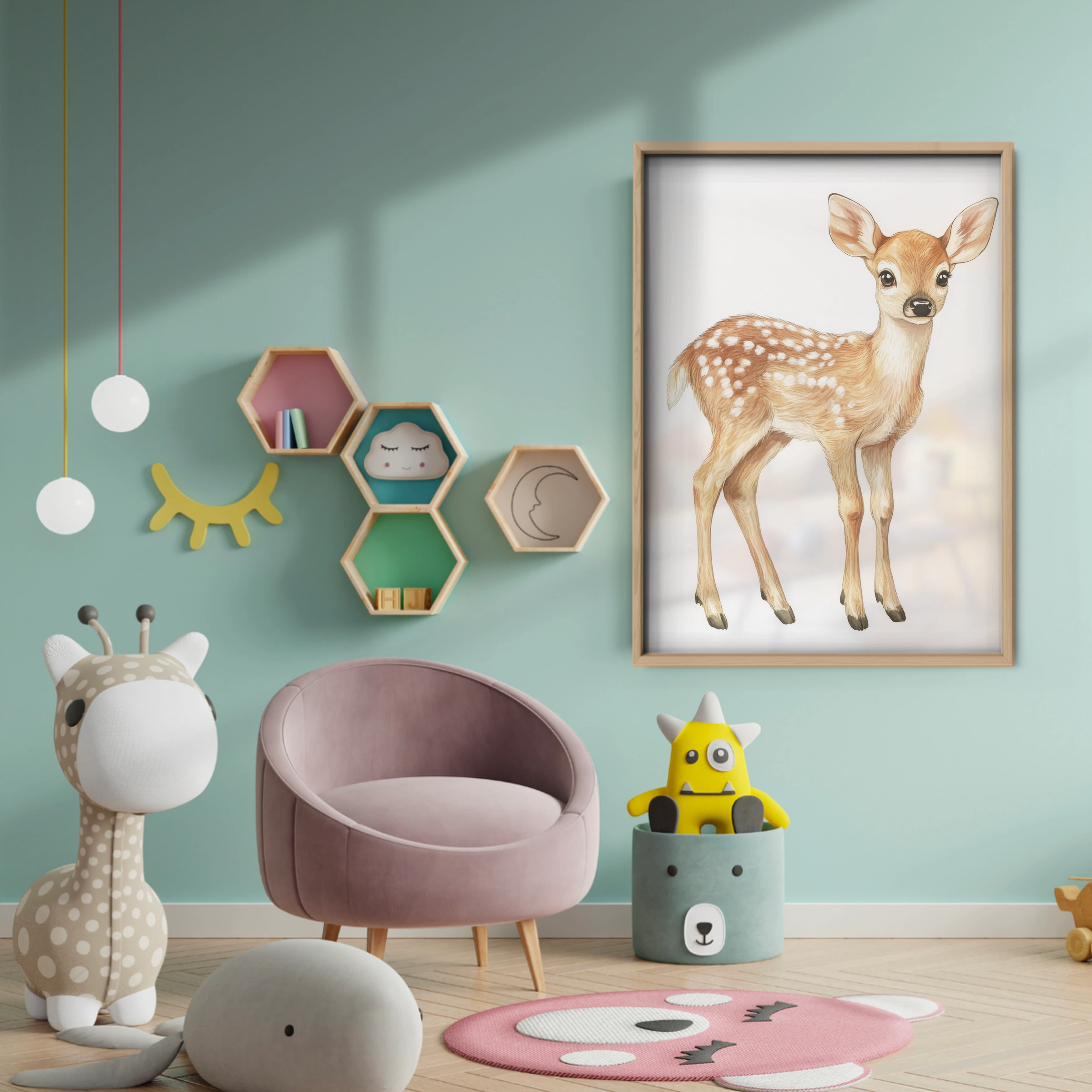 Standing Fawn Nursery Print - baby room wall decor print