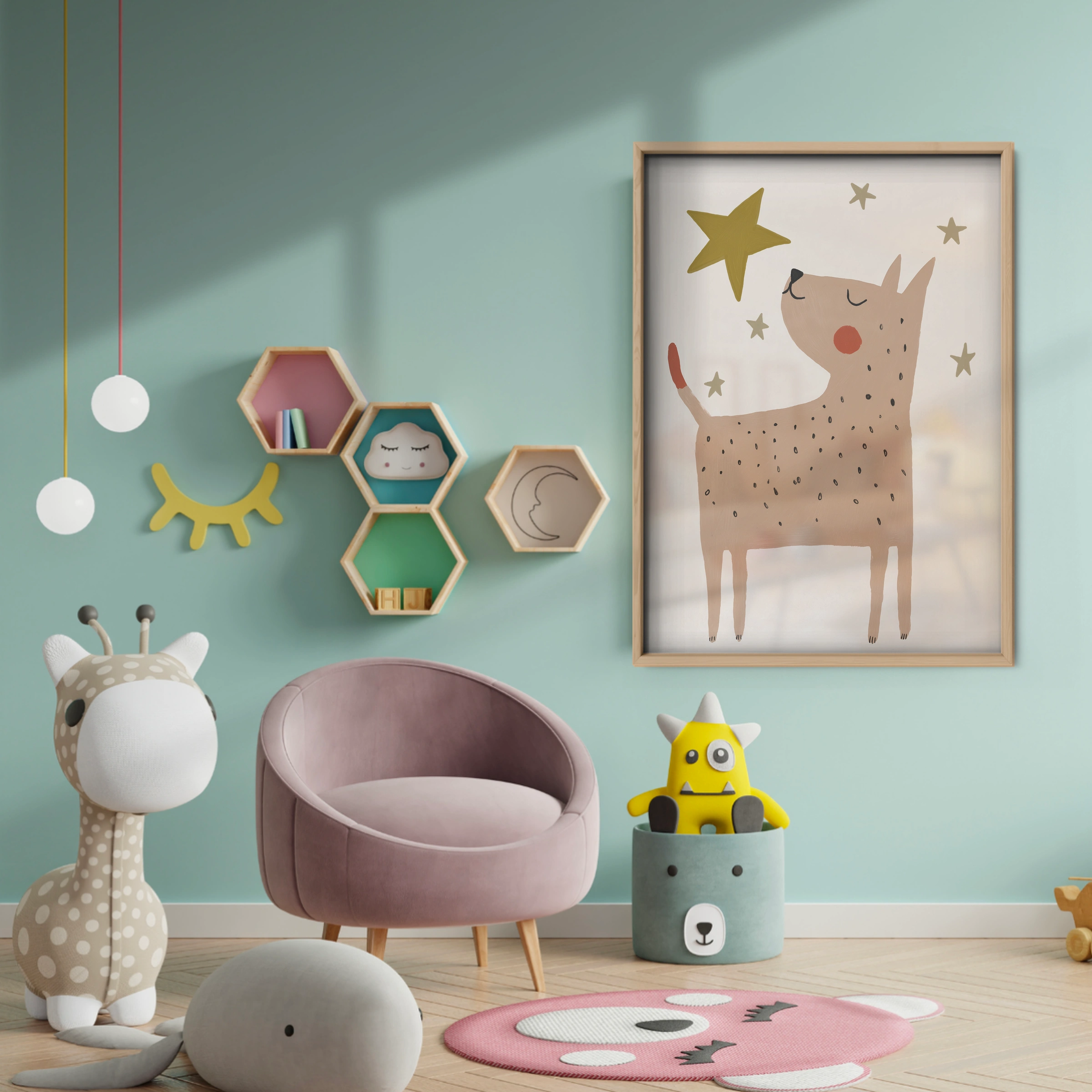 Star Dog Nursery Print - baby room wall decor print