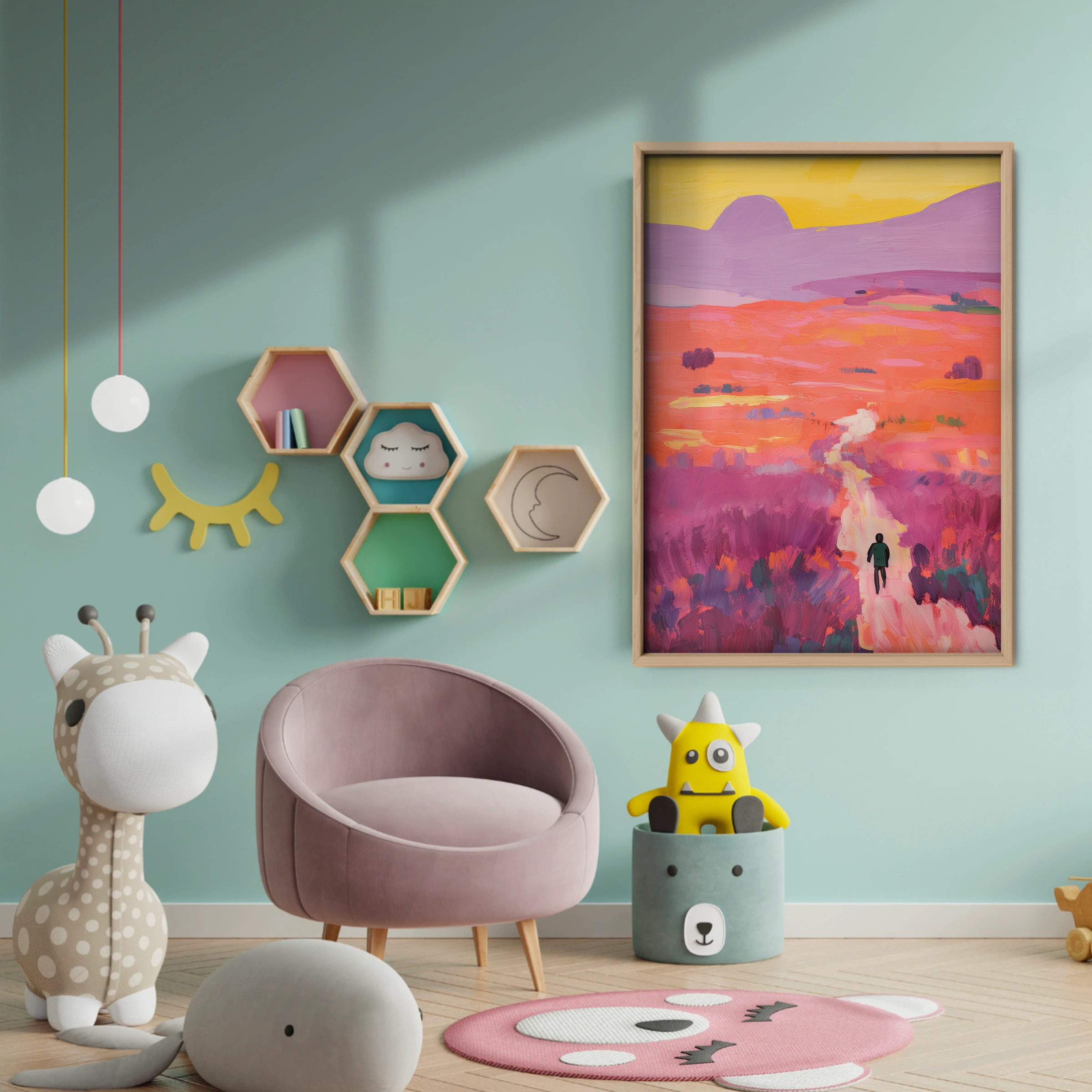 Sunset Fields Nursery Print - baby room wall decor print