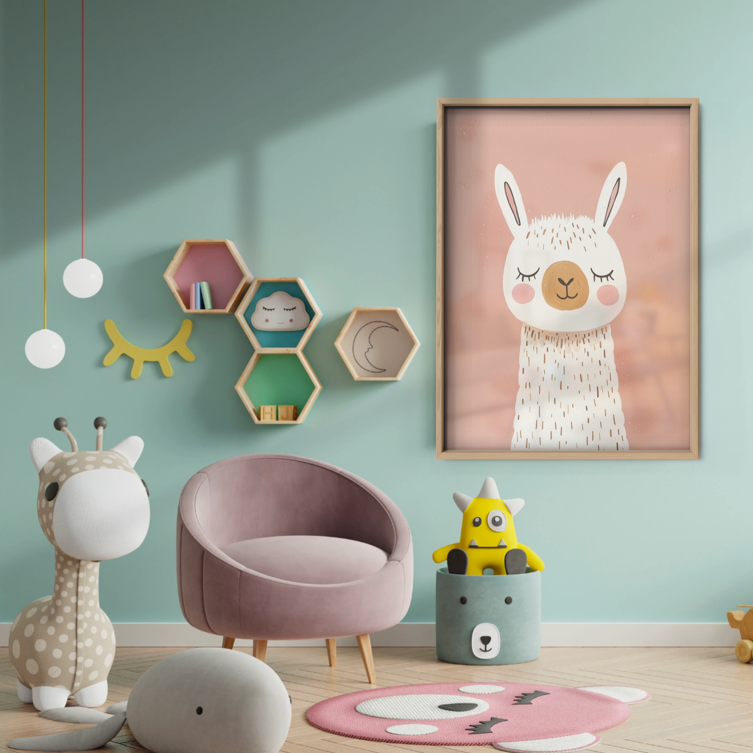 Sweet Llama Nursery Print - baby room wall decor print