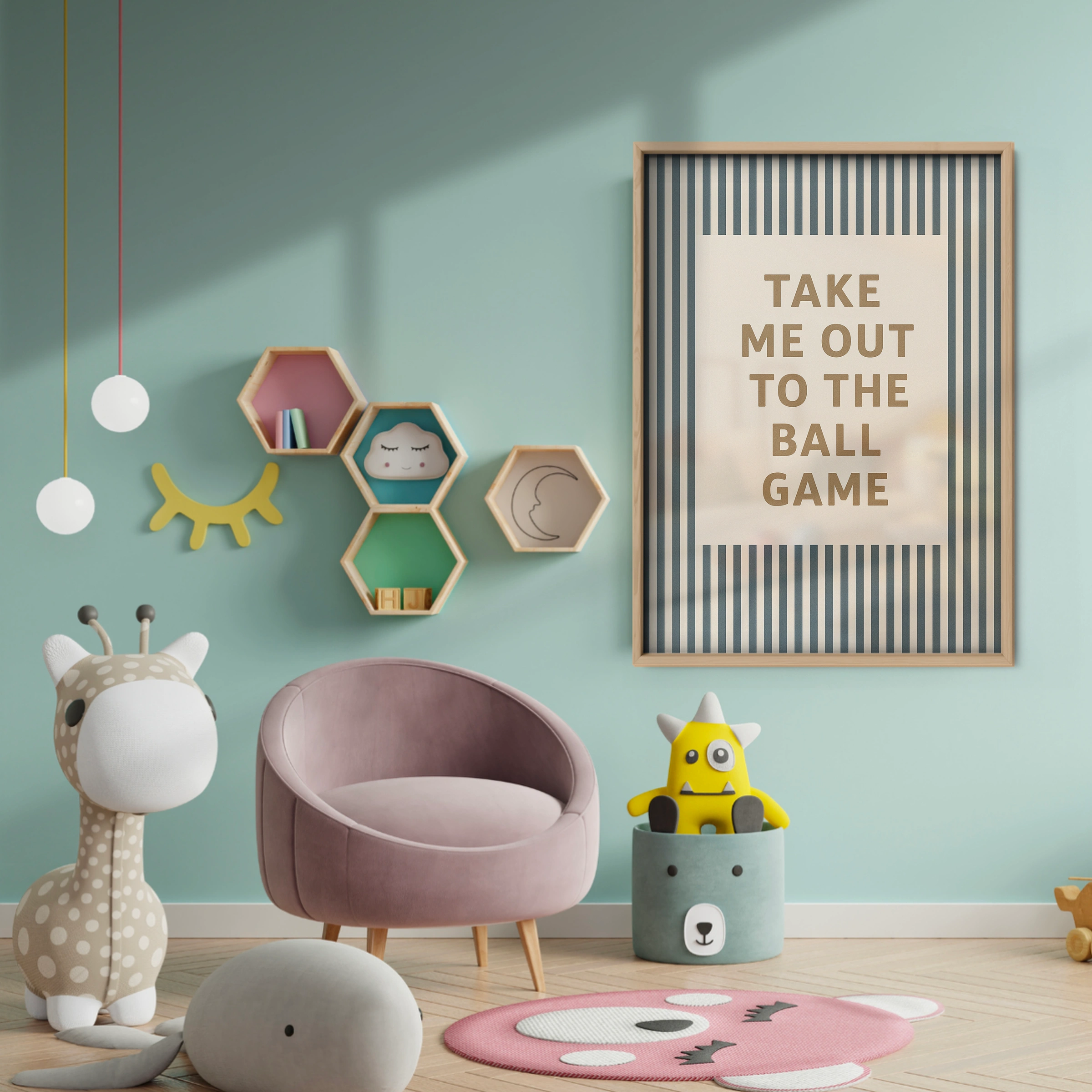 Take Me Out to the Ball Game Nursery Print - baby room wall decor print