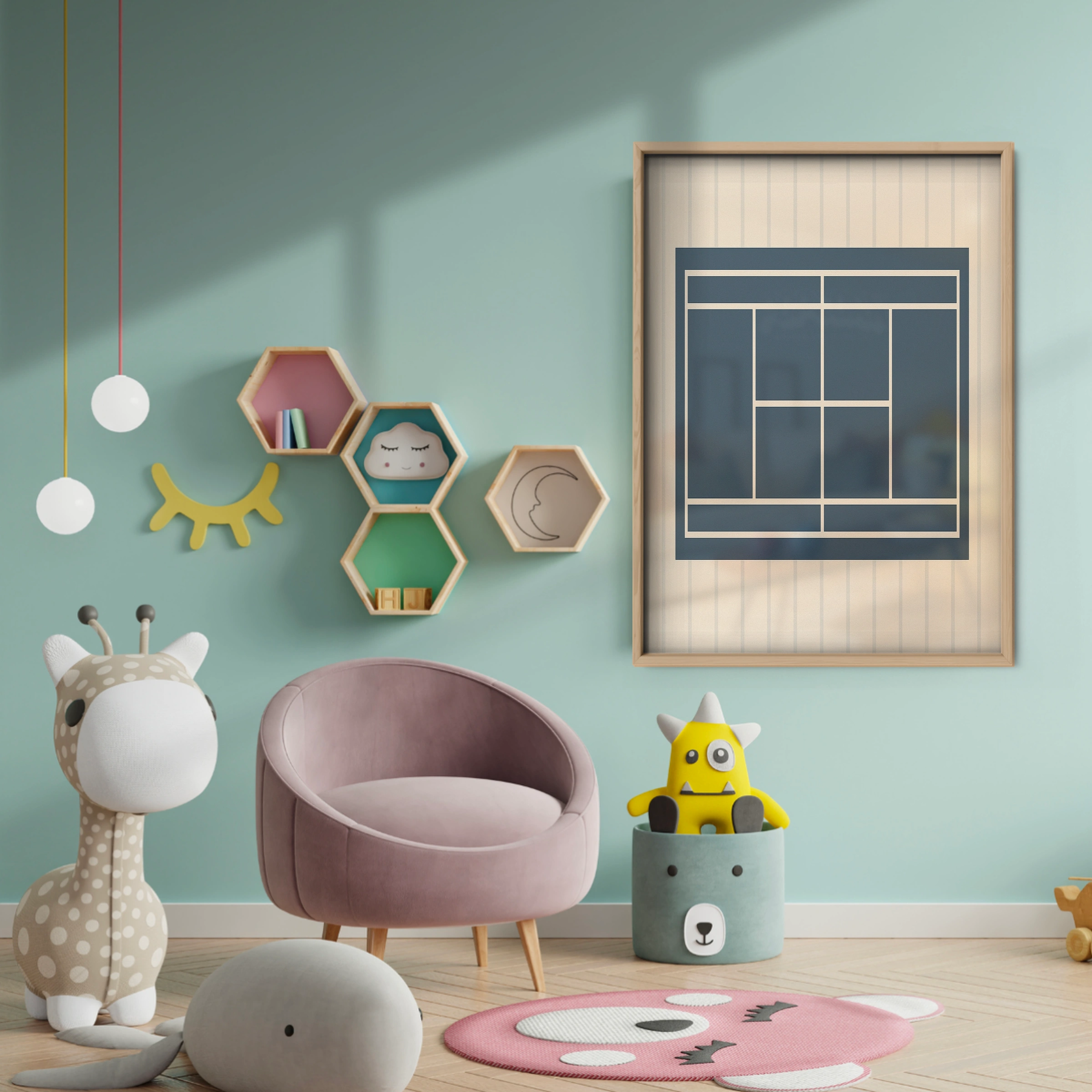 Tennis Court Nursery Print - baby room wall decor print