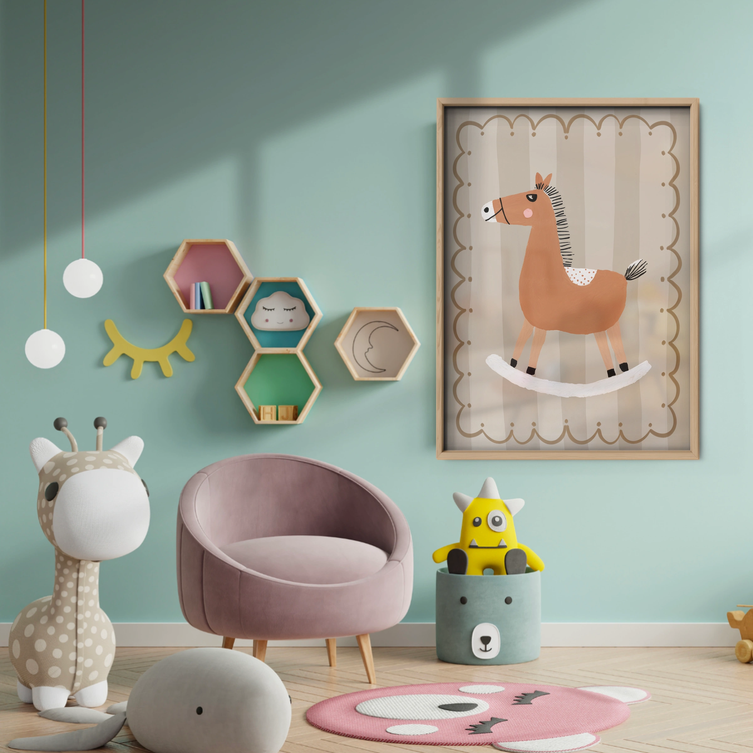 Terracotta Horse Nursery Print - baby room wall decor print