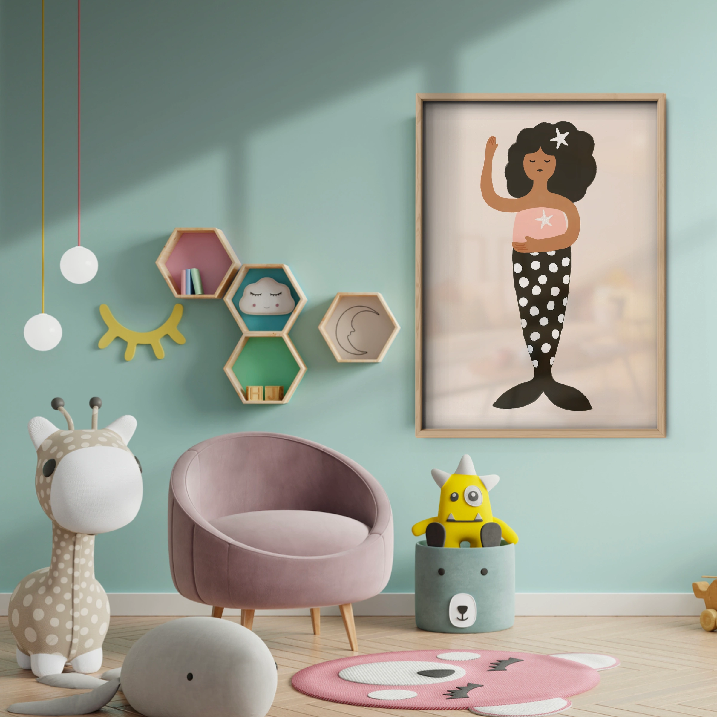 Terracotta Mermaid Nursery Print - baby room wall decor print