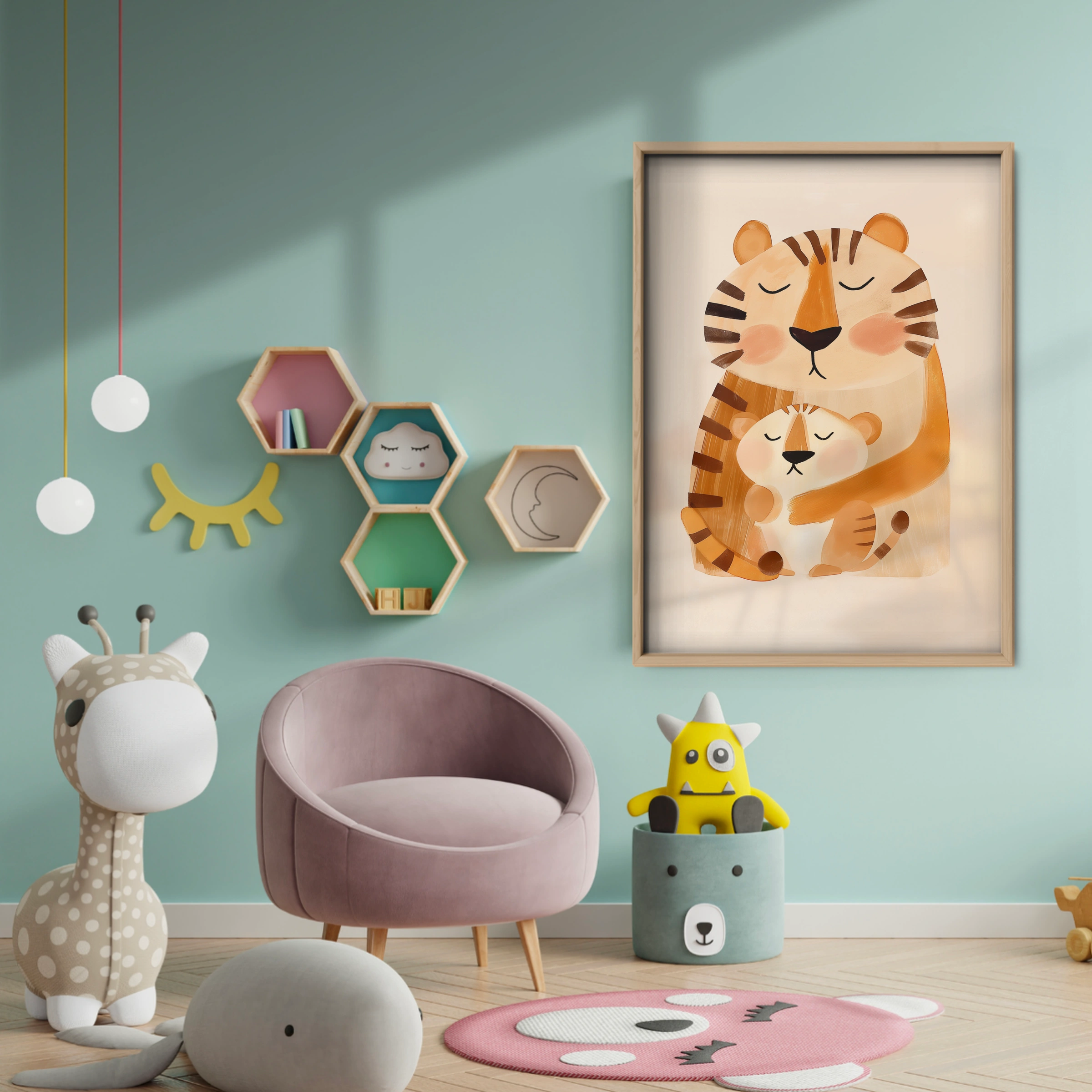 Tiger and Cub Nursery Print - baby room wall decor print