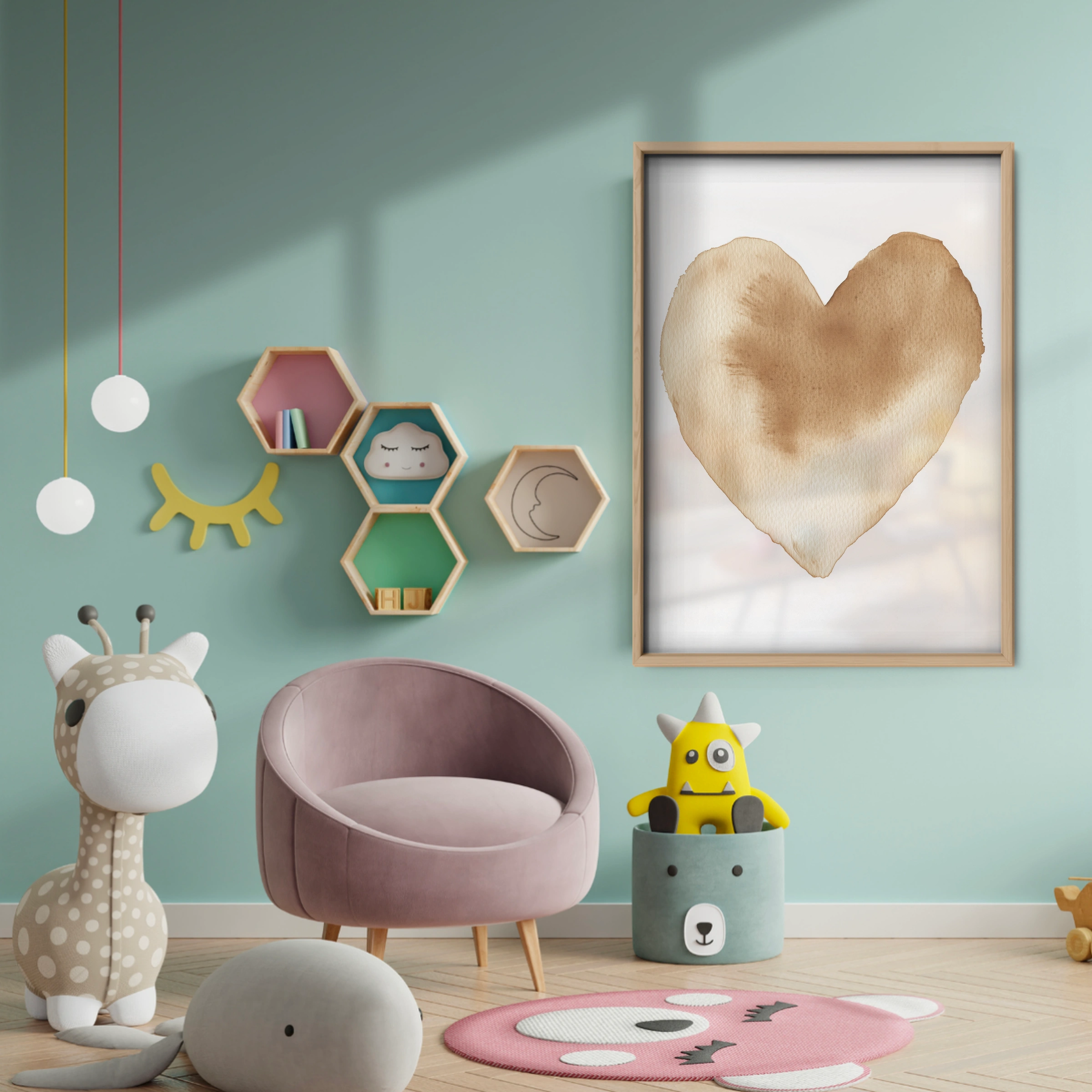 Watercolor Heart Nursery Print - baby room wall decor print