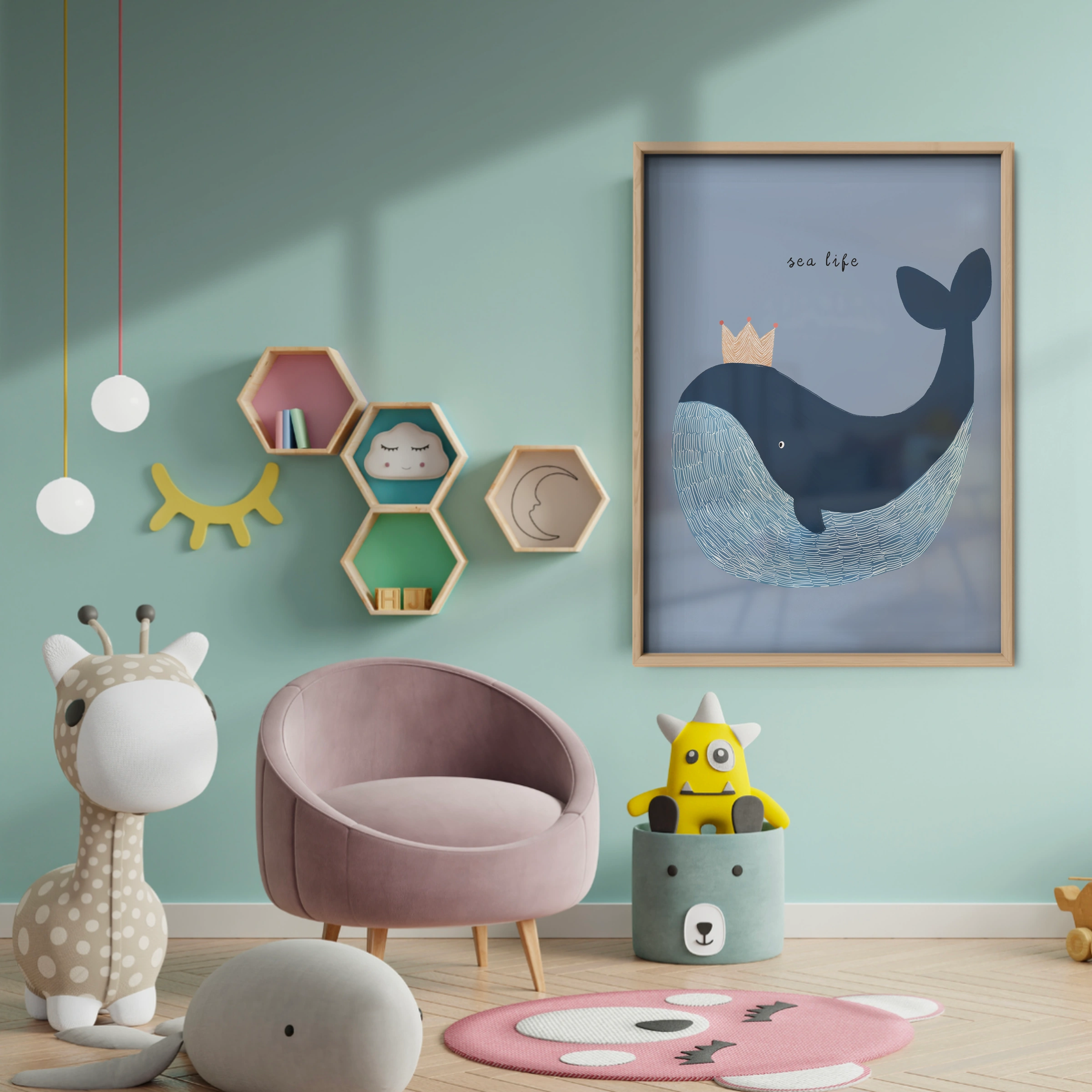 We Love You Whale Nursery Print - baby room wall decor print
