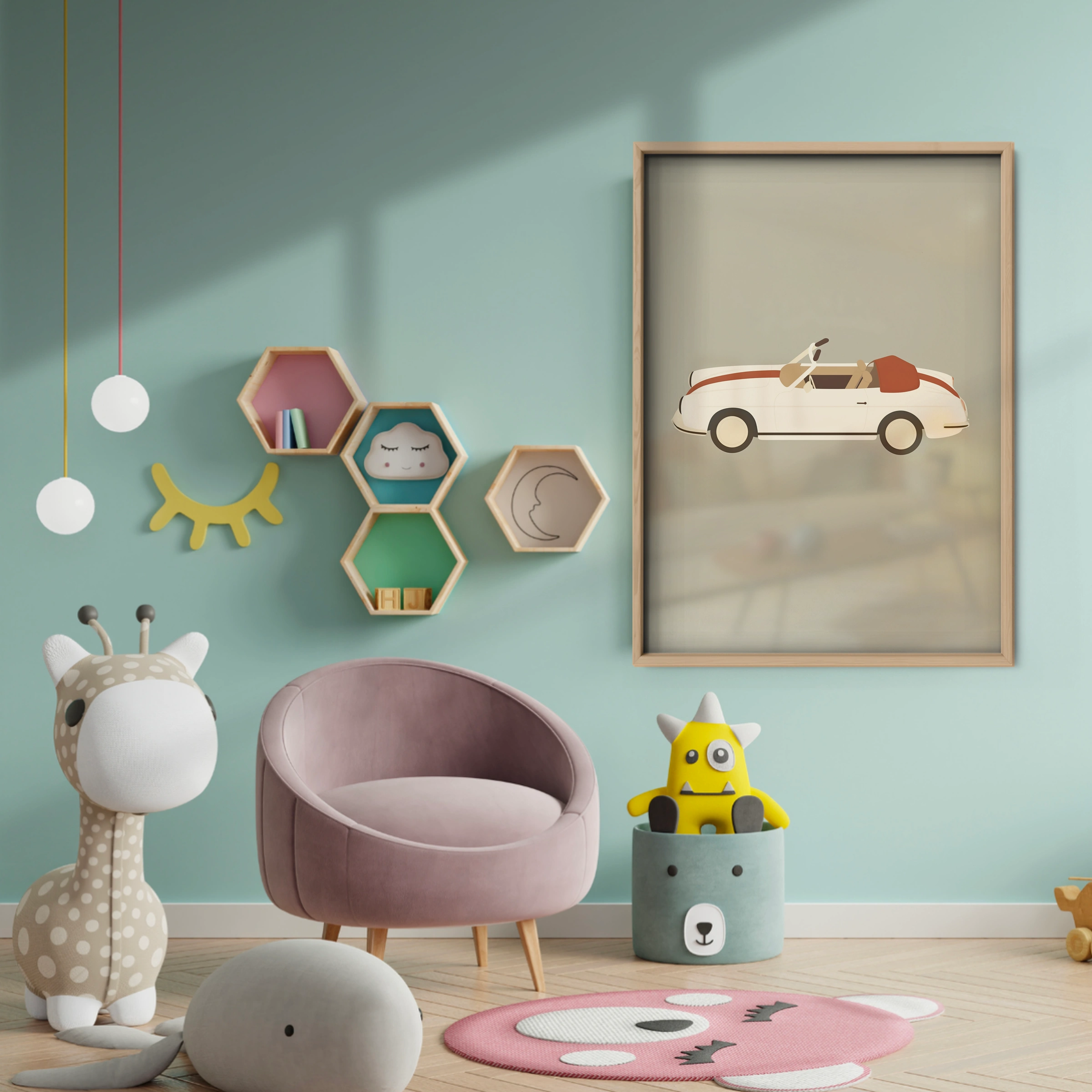 White Convertible Nursery Print - baby room wall decor print