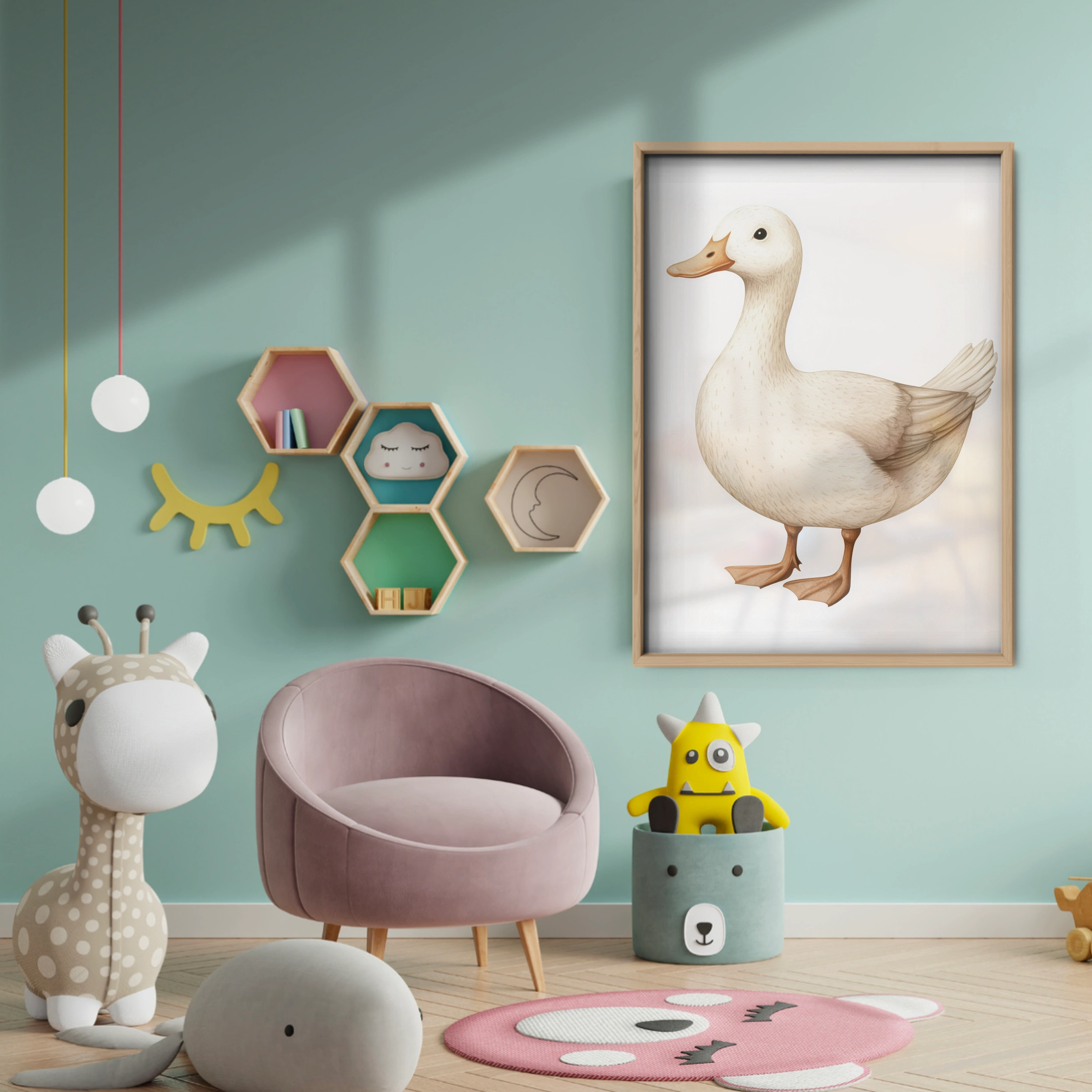 White Duck Nursery Print - baby room wall decor print