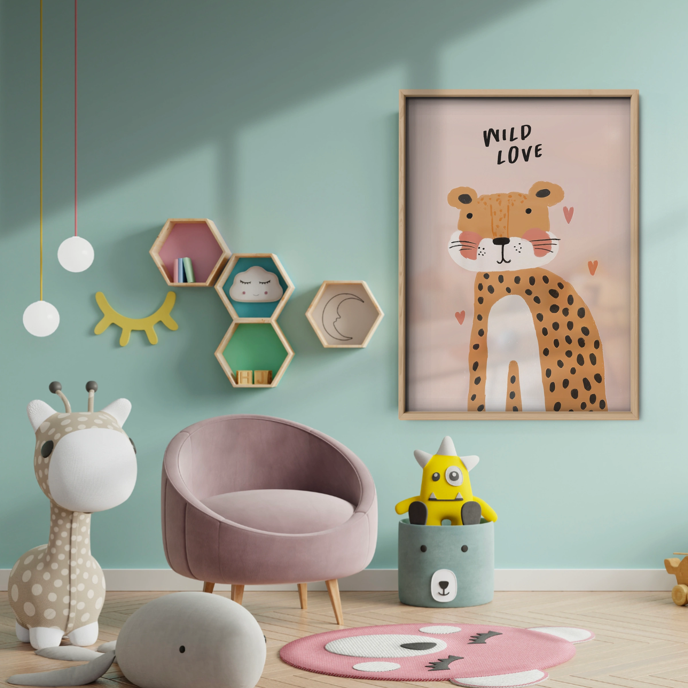 Wild Love Cheetah Nursery Print - baby room wall decor print