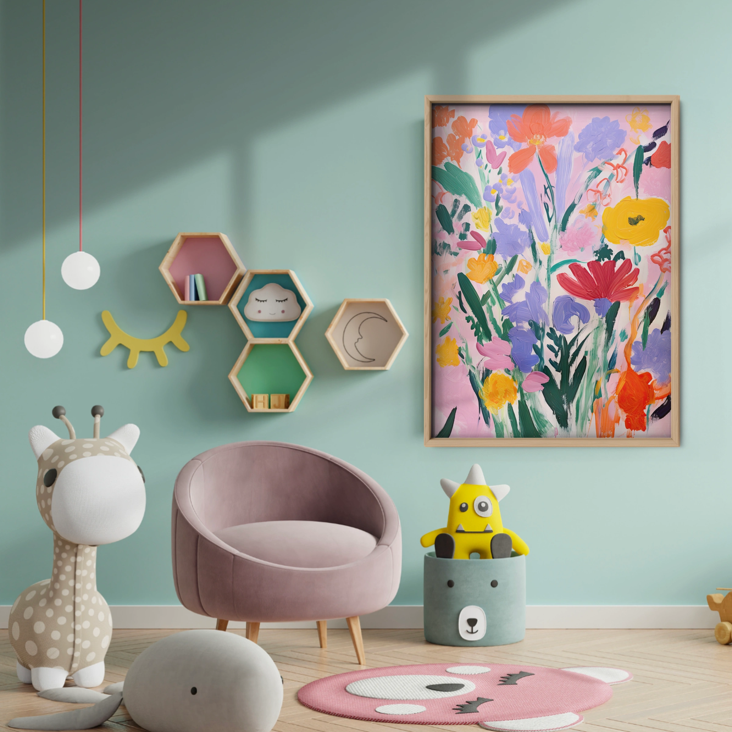 Wildflower Bouquet Nursery Print - baby room wall decor print