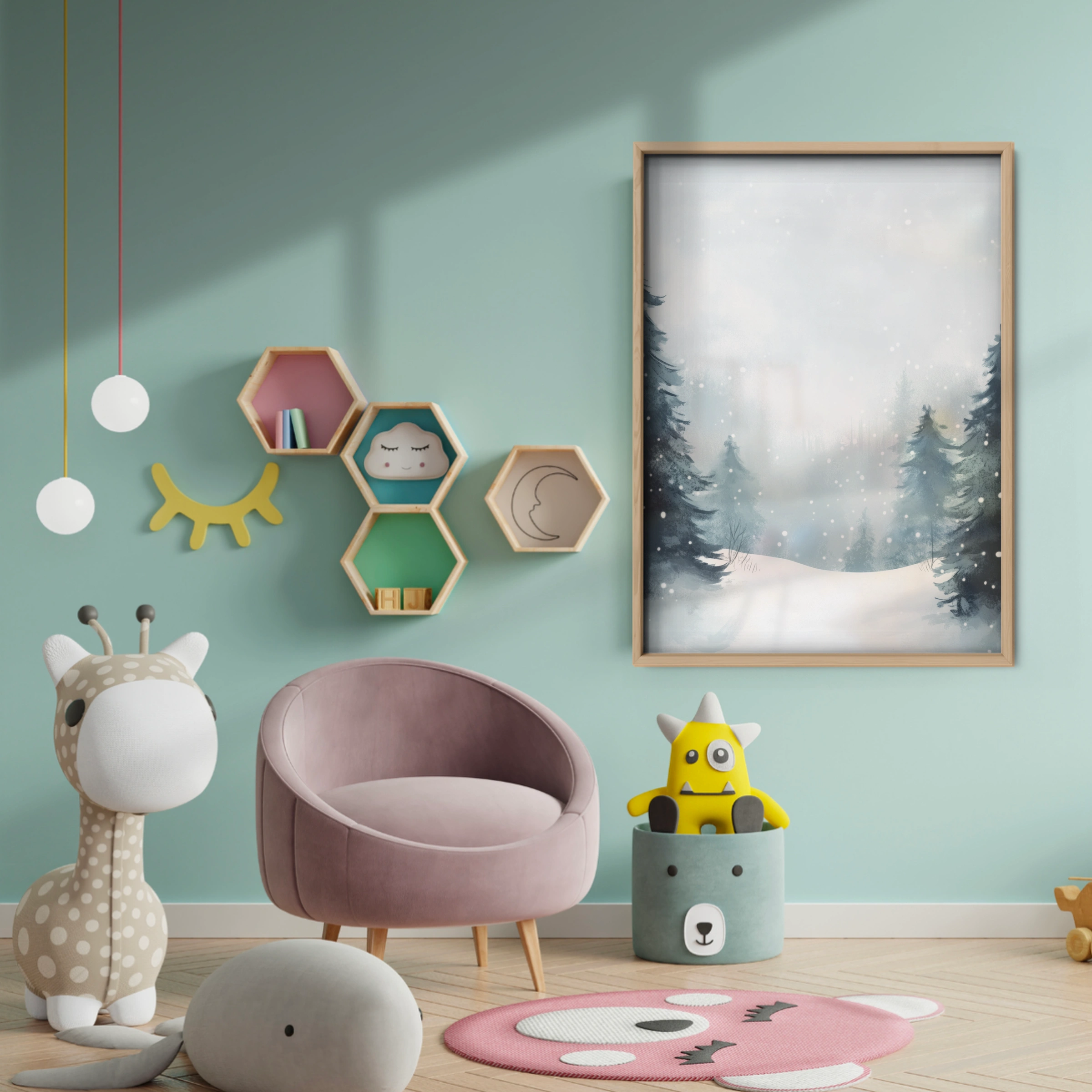 Winter Forest Two Christmas Print - baby room wall decor print