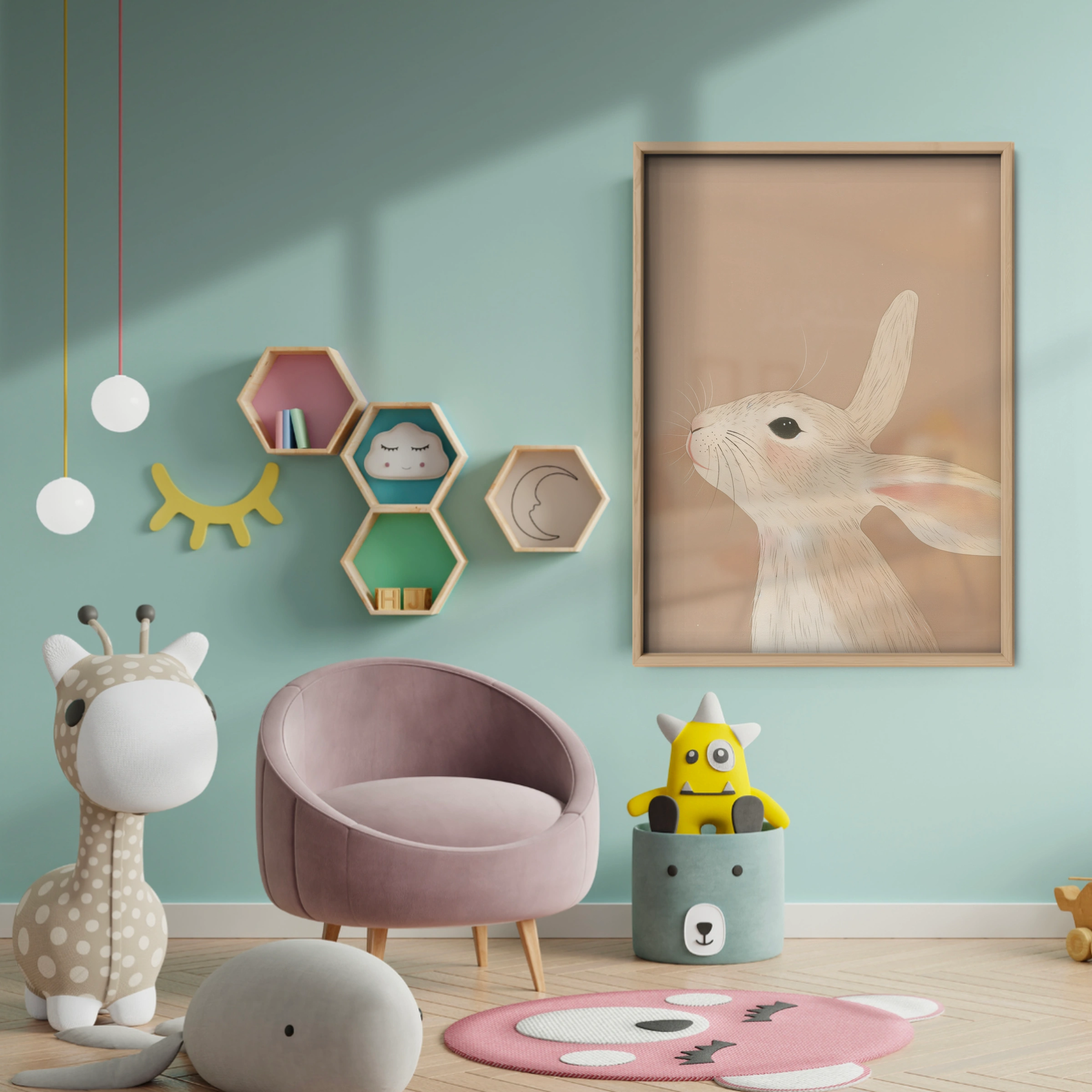 Woodland Hare Nursery Print - baby room wall decor print