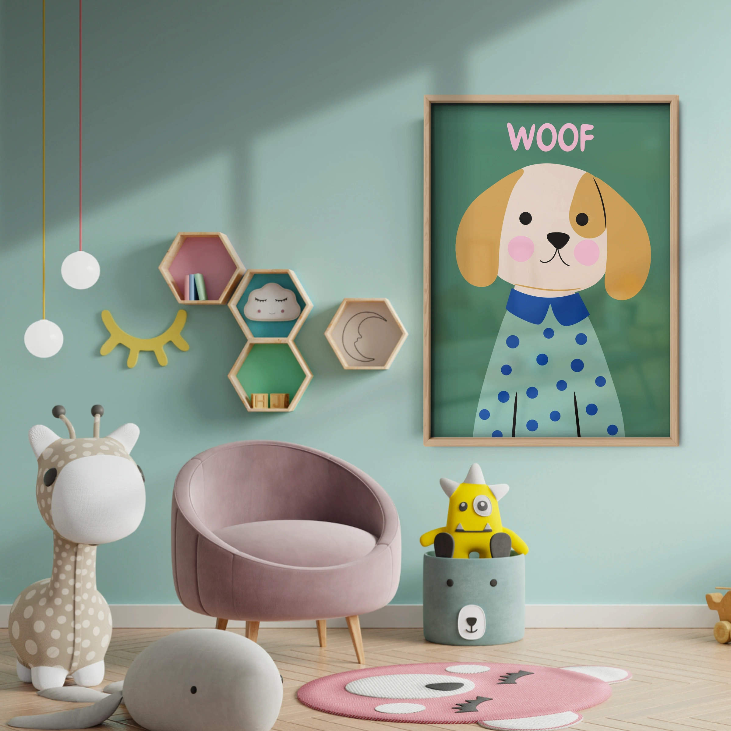 Woof Dog Nursery Print - baby room wall decor print