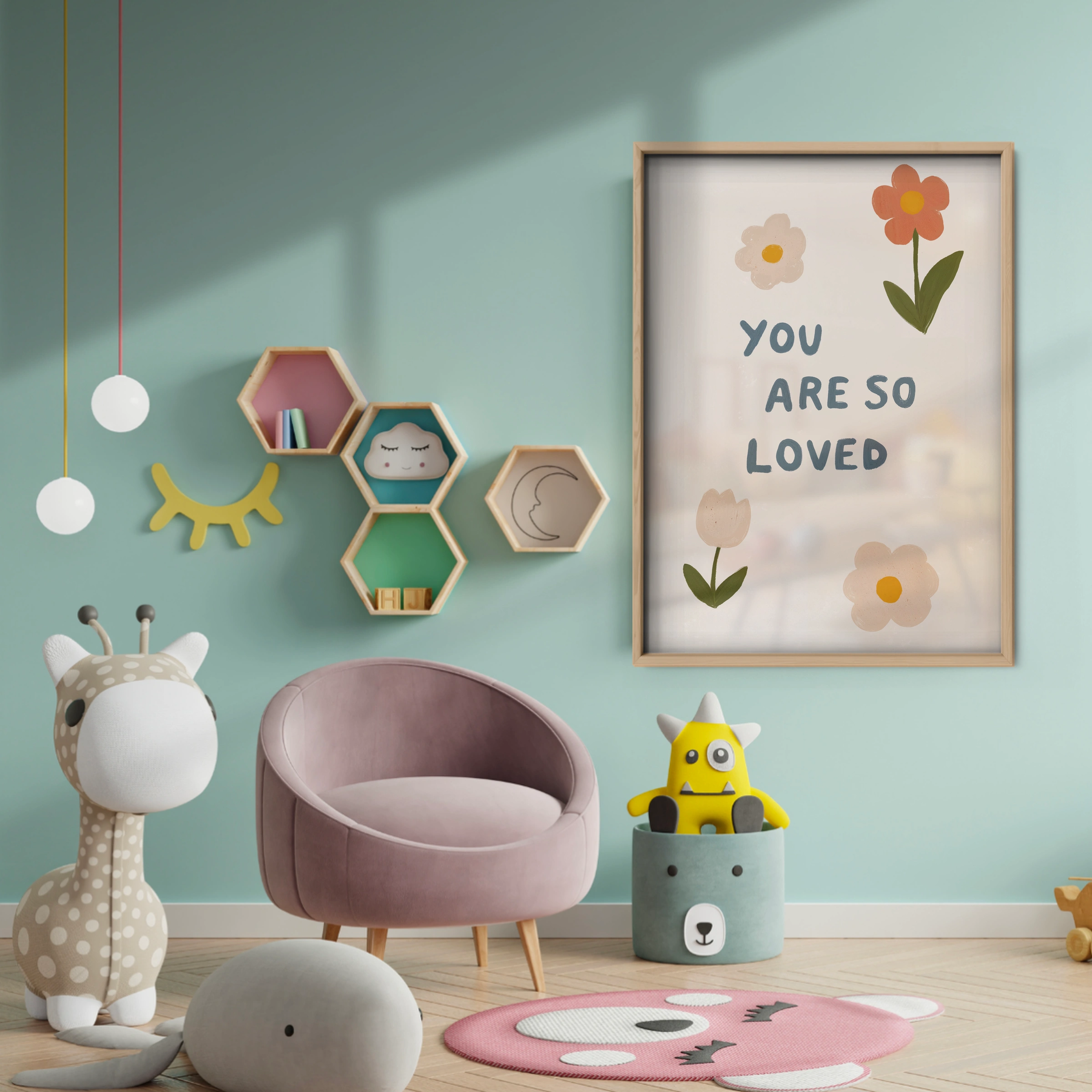 You Are So Loved Daisies Nursery Print - baby room wall decor print