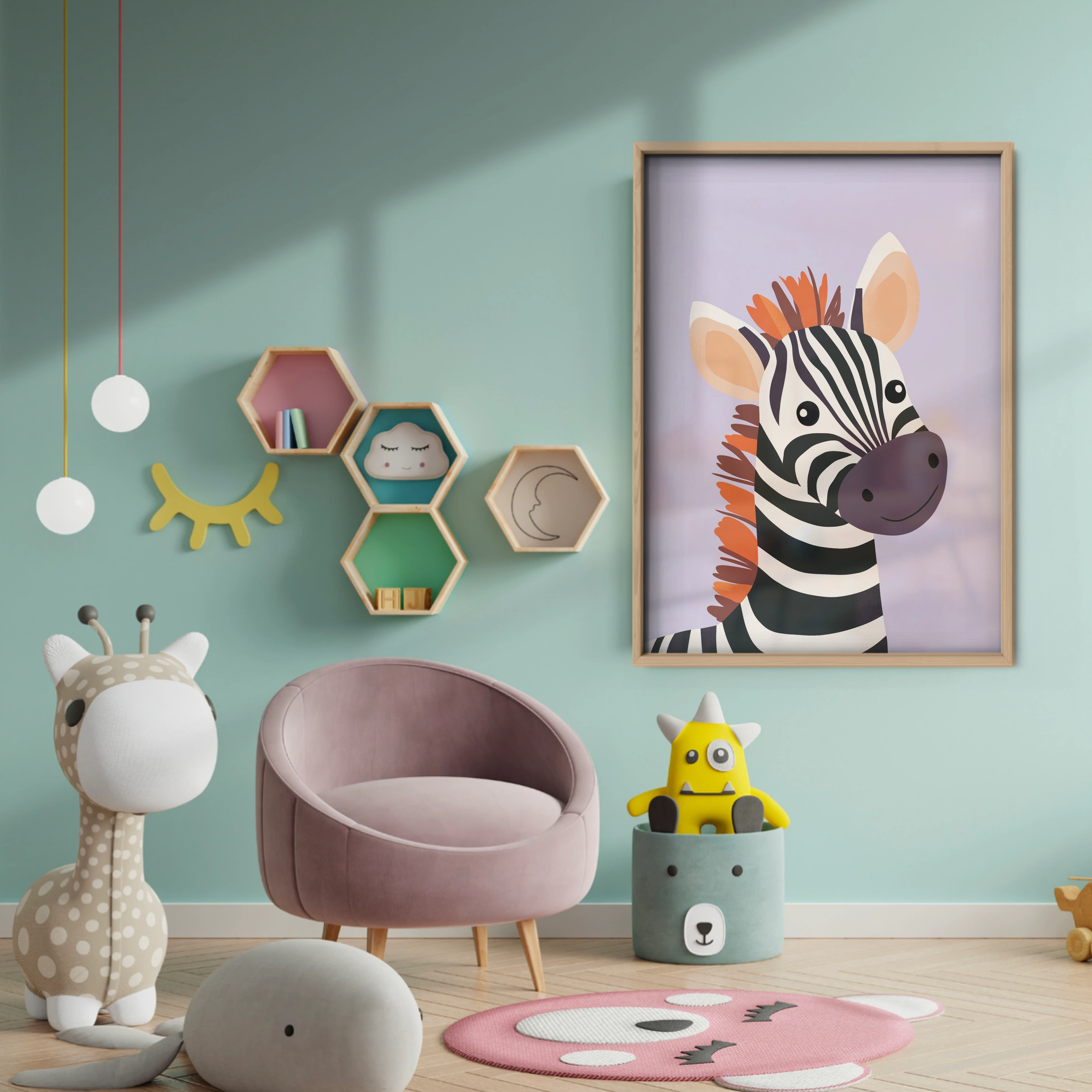 Zebra Foal Nursery Print - baby room wall decor print