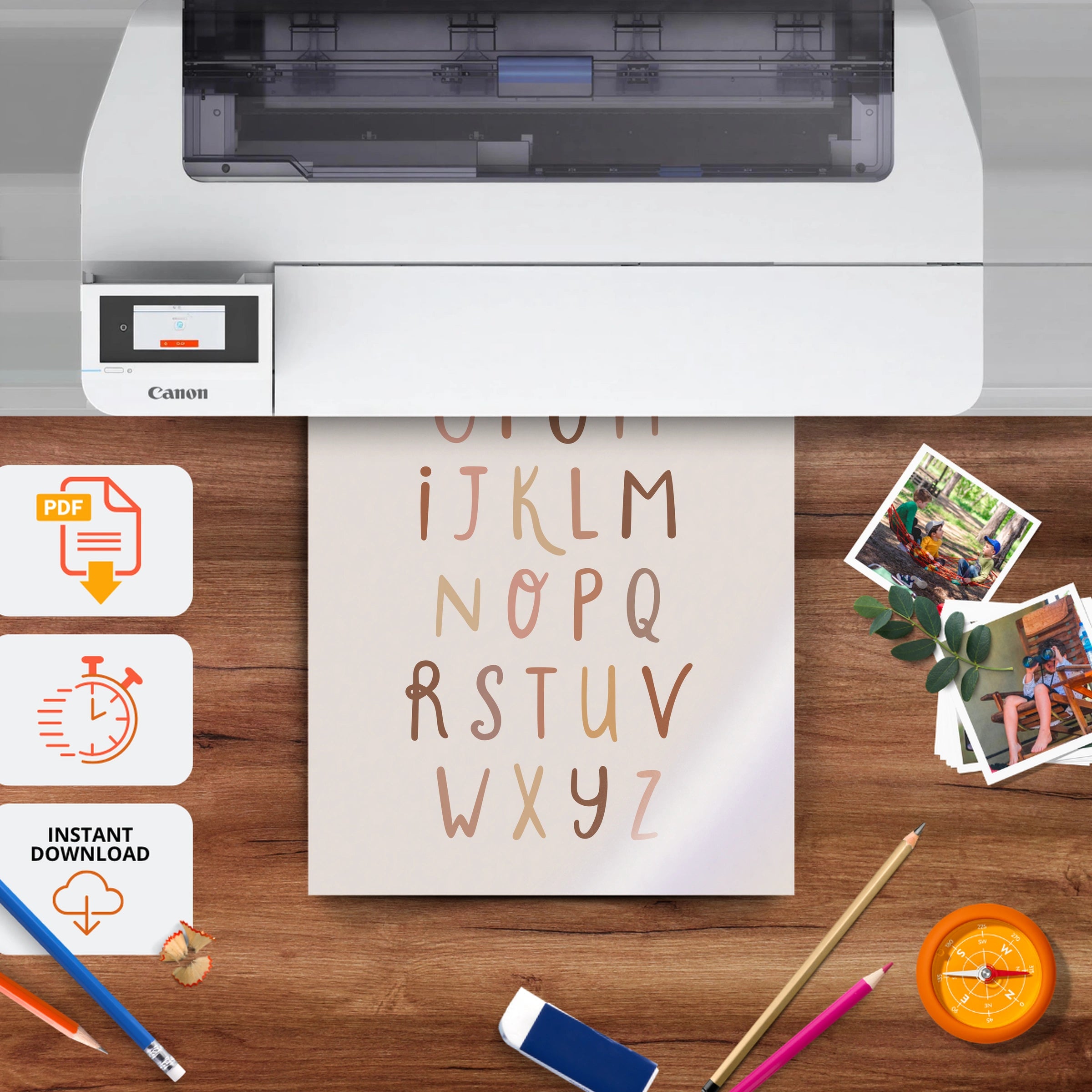 ABC Alphabet Chart Nursery Print - printable nursery wall art, instant download to print at home