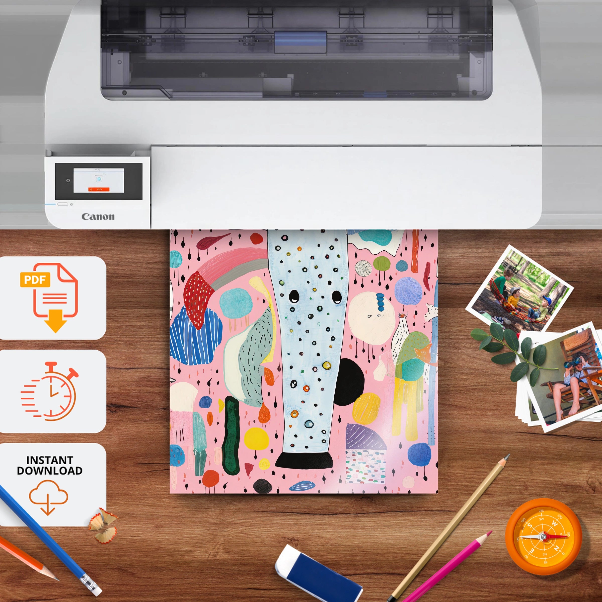 Abstract Giraffe Nursery Print - printable nursery wall art, instant download to print at home