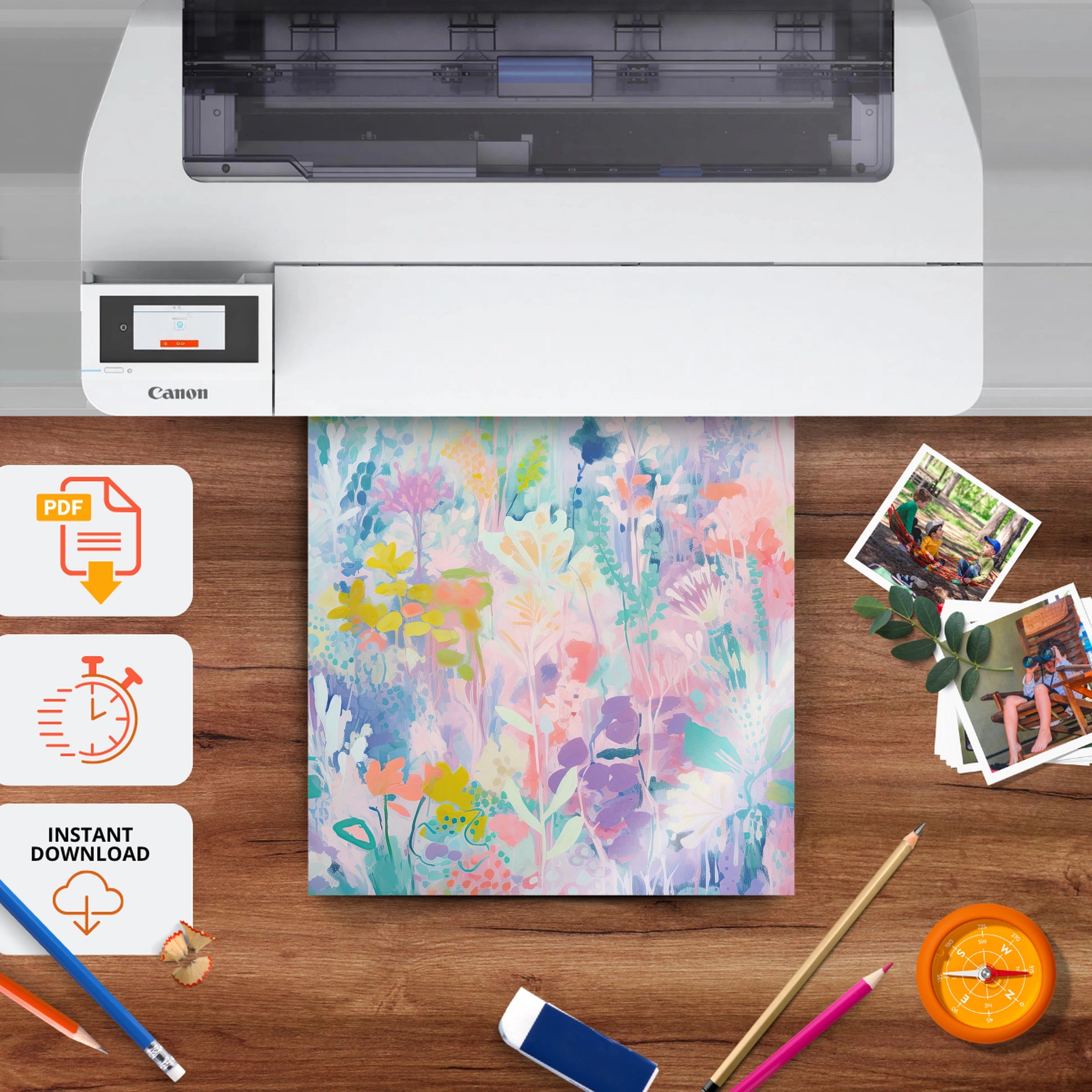 Abstract Meadow Nursery Print - printable nursery wall art, instant download to print at home