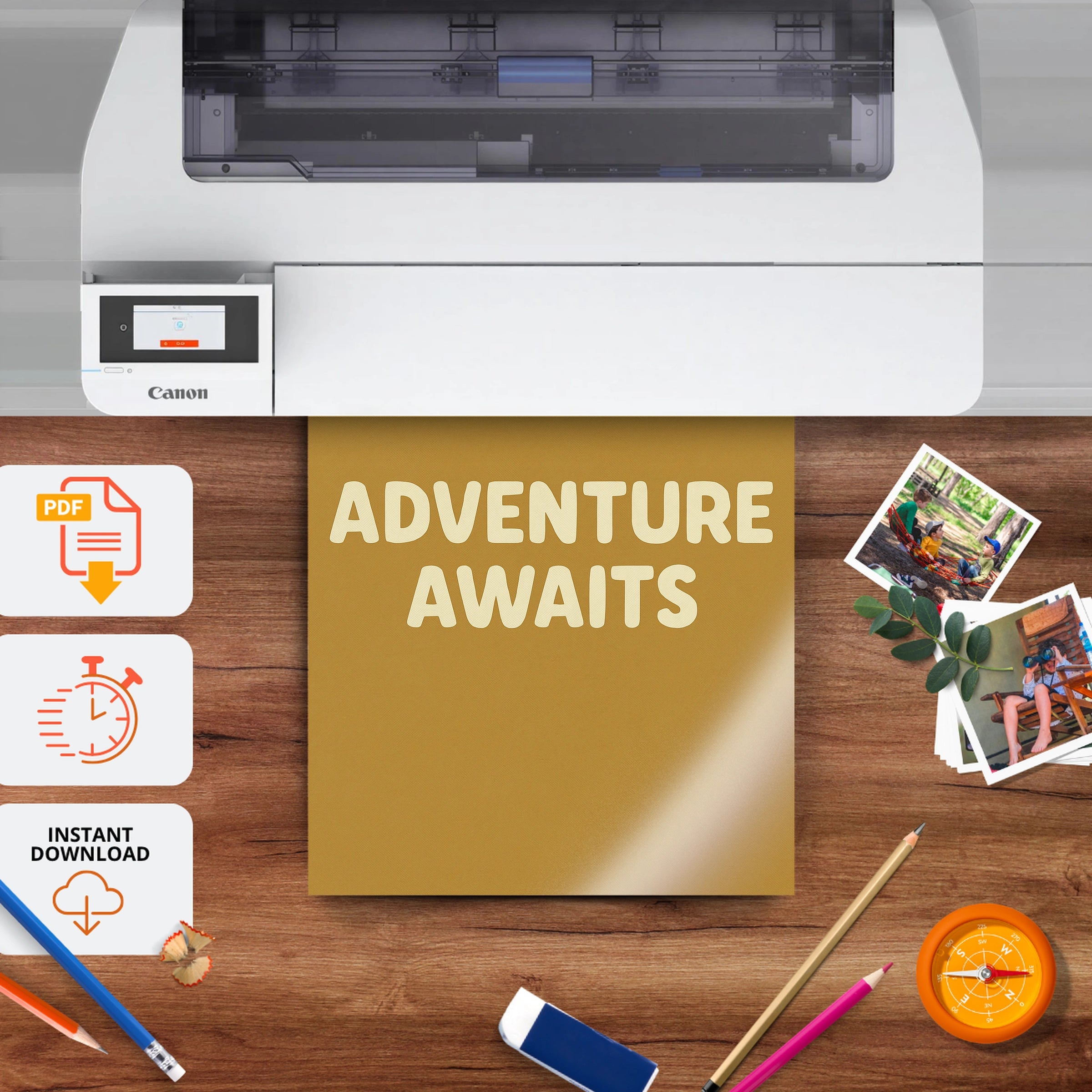 Adventure Awaits Nursery Print - printable nursery wall art, instant download to print at home