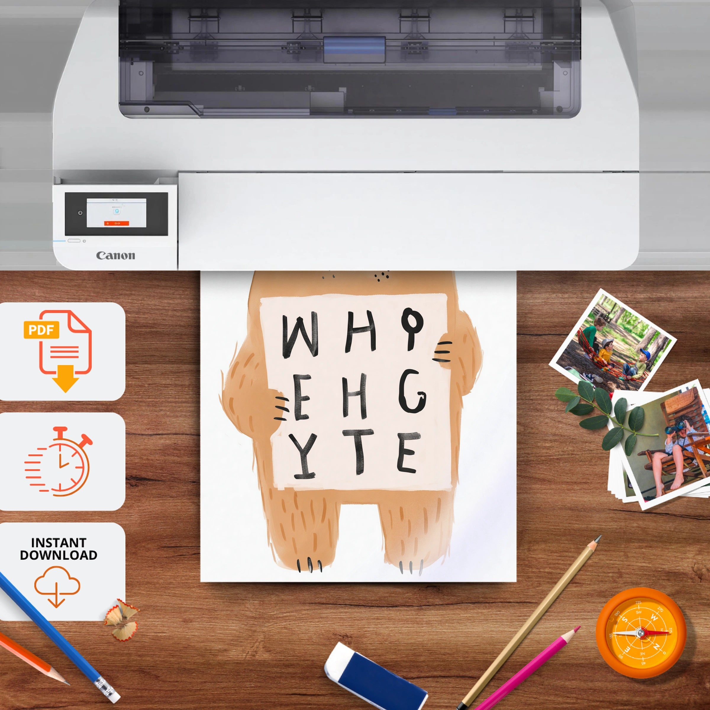 Alphabet Bear Two Nursery Print - printable nursery wall art, instant download to print at home