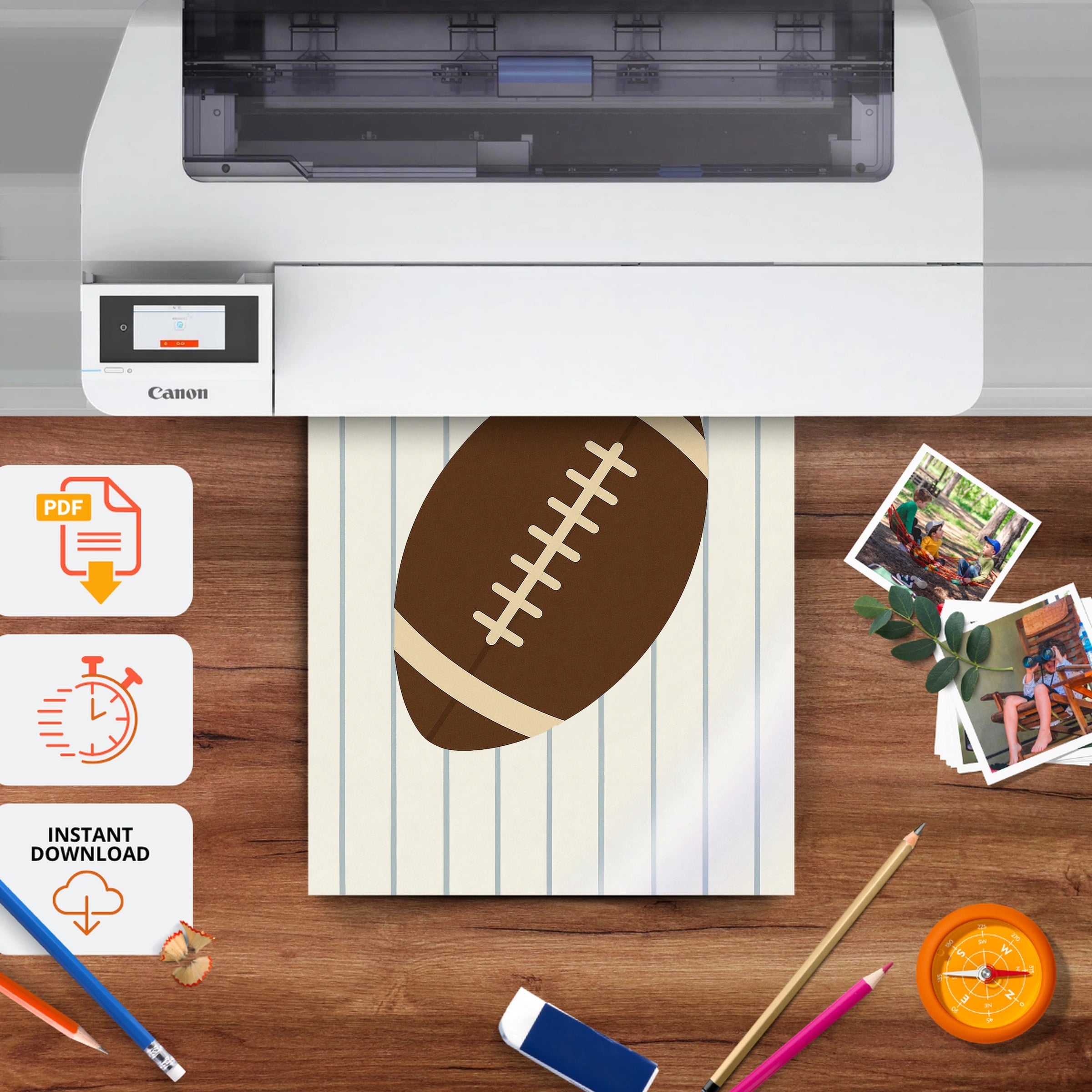 American Football Two Nursery Print - printable nursery wall art, instant download to print at home