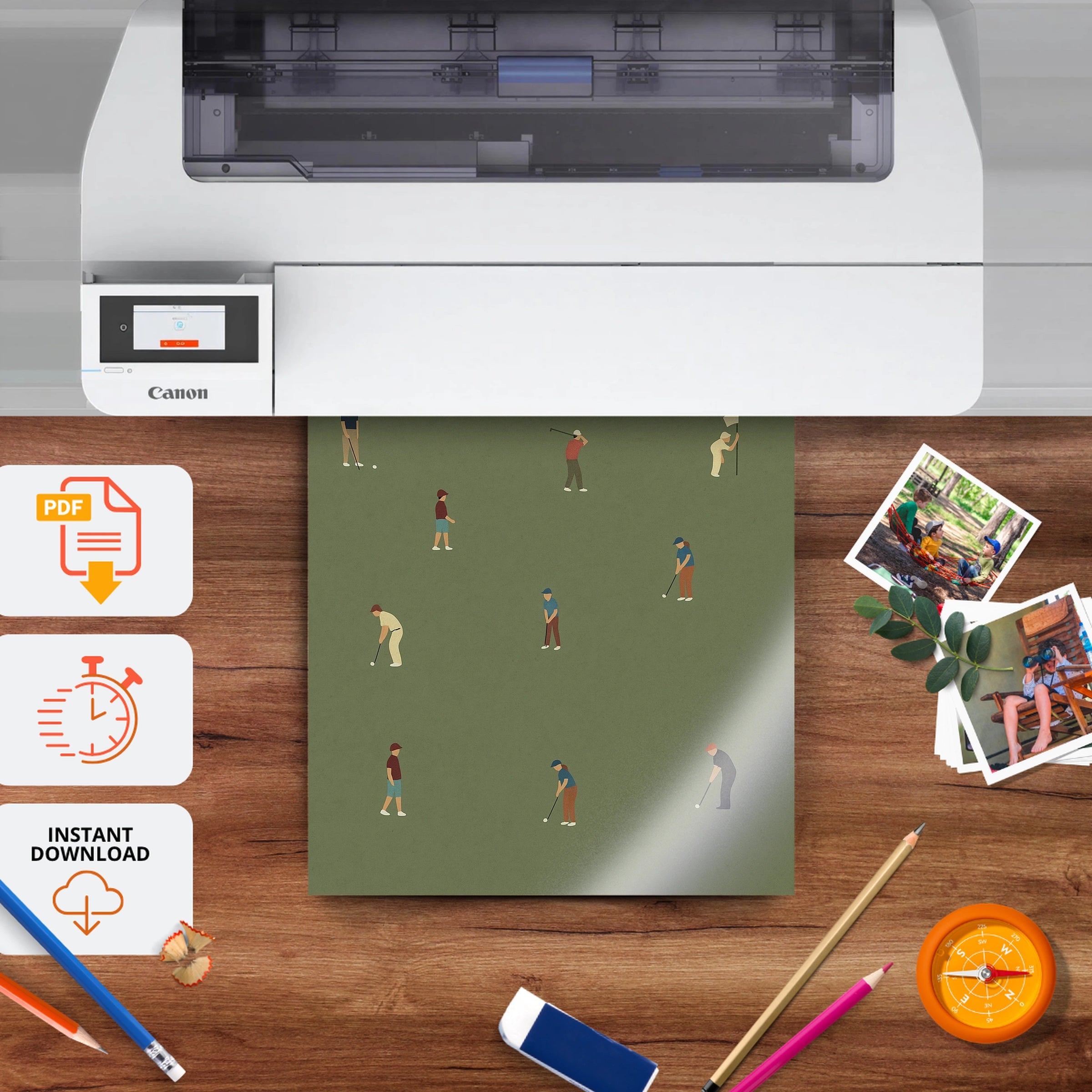 Animal Golfers Nursery Print - printable nursery wall art, instant download to print at home