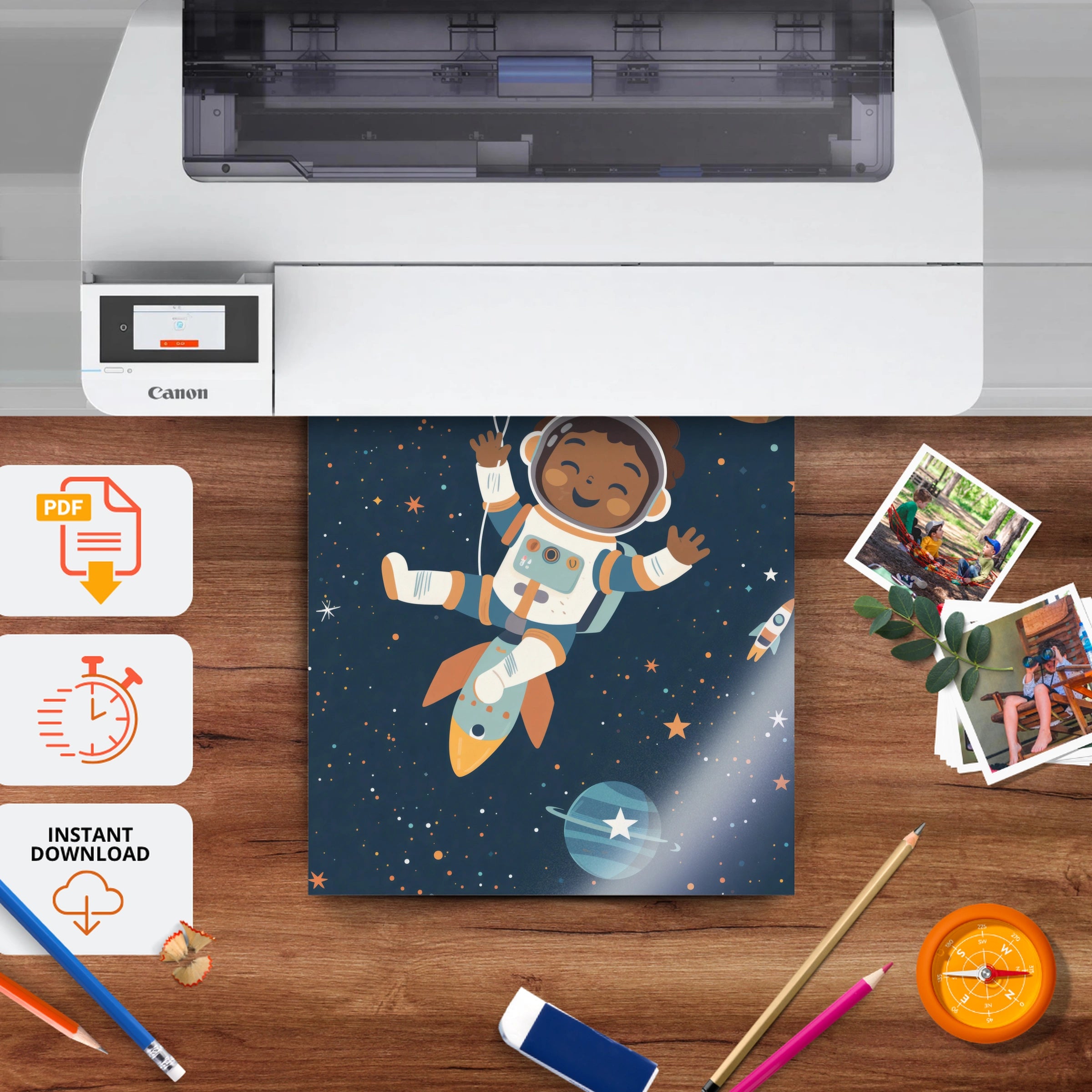Astronaut Adventure Nursery Print - printable nursery wall art, instant download to print at home