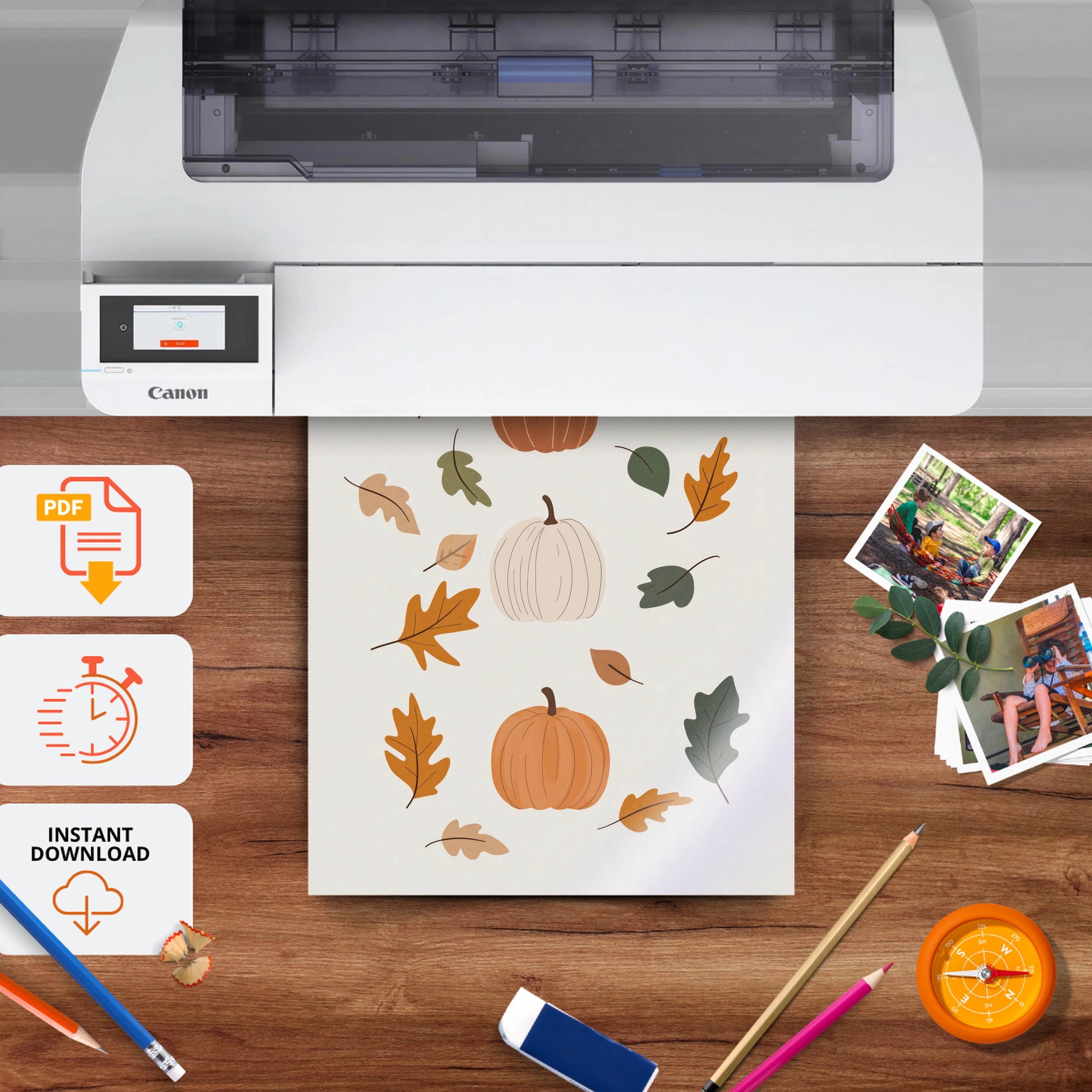 Autumn Pumpkins Nursery Print - printable nursery wall art, instant download to print at home
