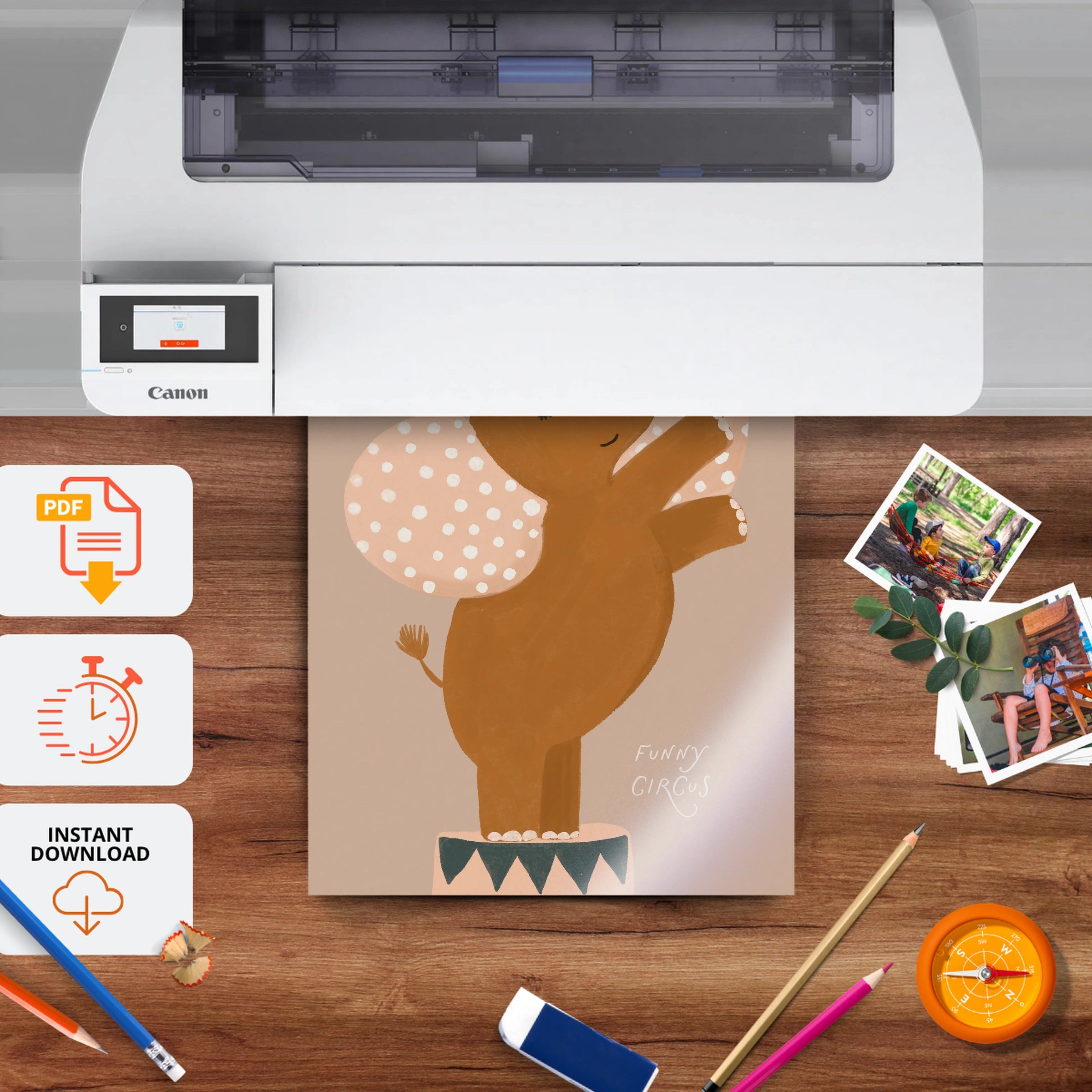 Autumn Squirrel Nursery Print - printable nursery wall art, instant download to print at home