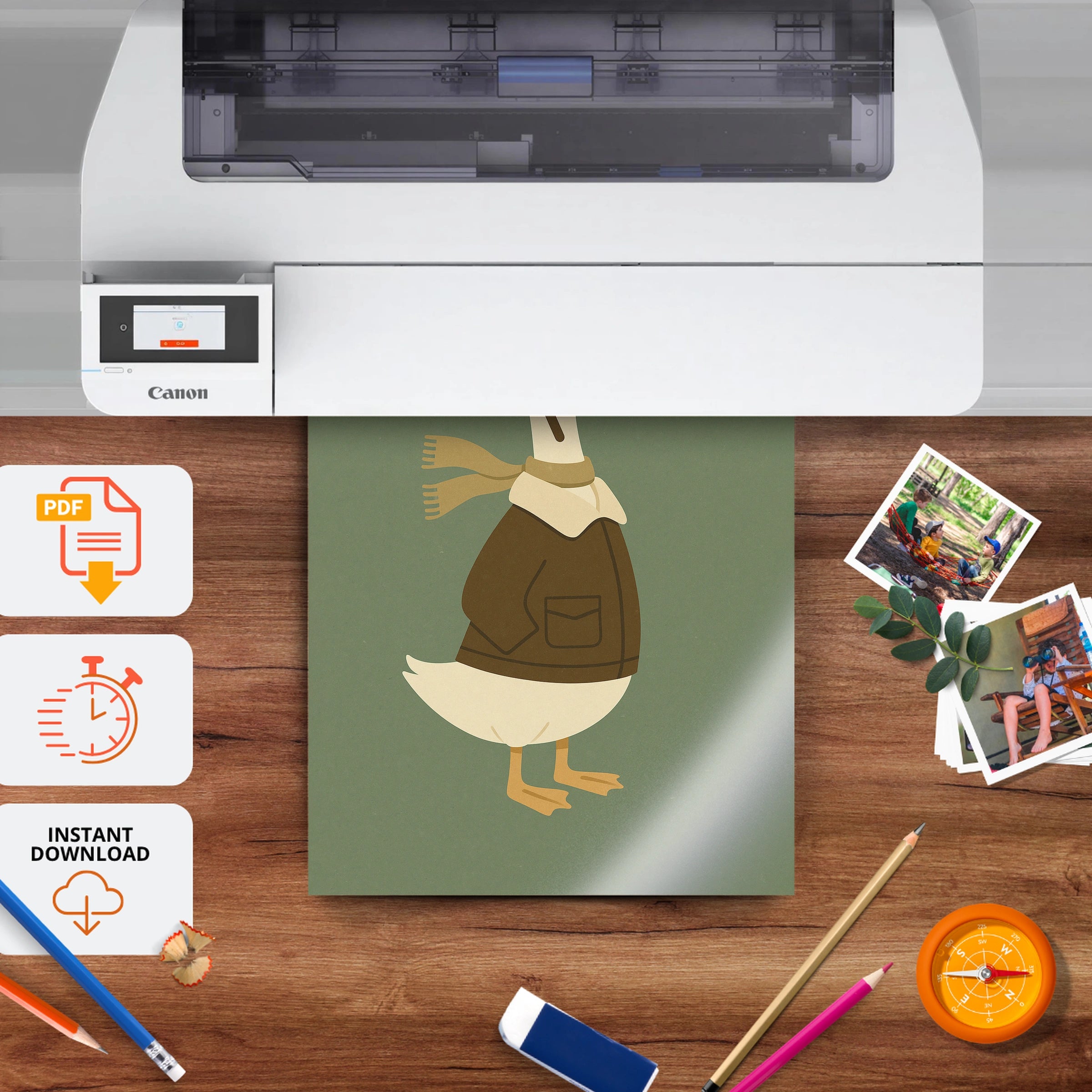 Aviator Goose Two Nursery Print - printable nursery wall art, instant download to print at home