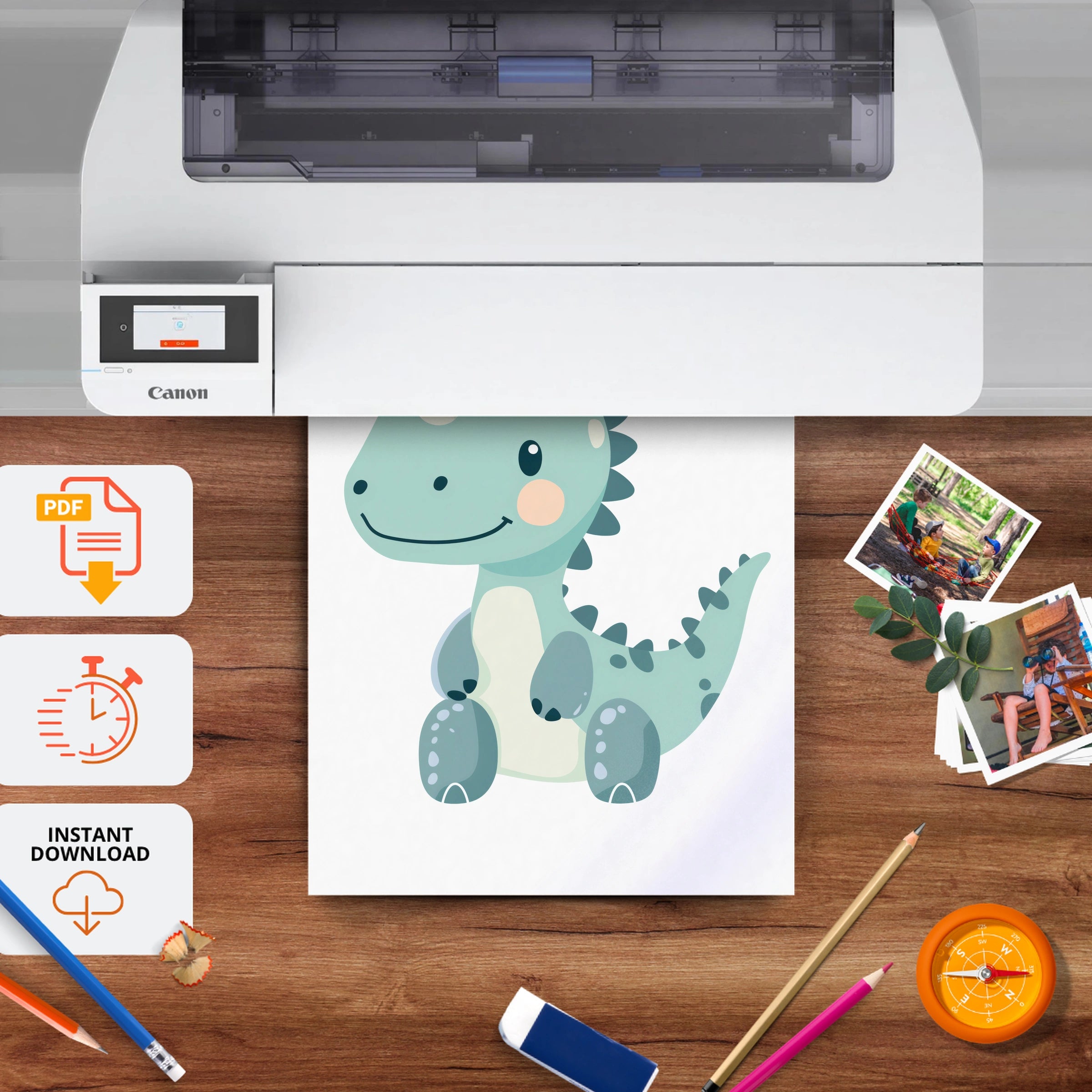Baby Dino Nursery Print - printable nursery wall art, instant download to print at home