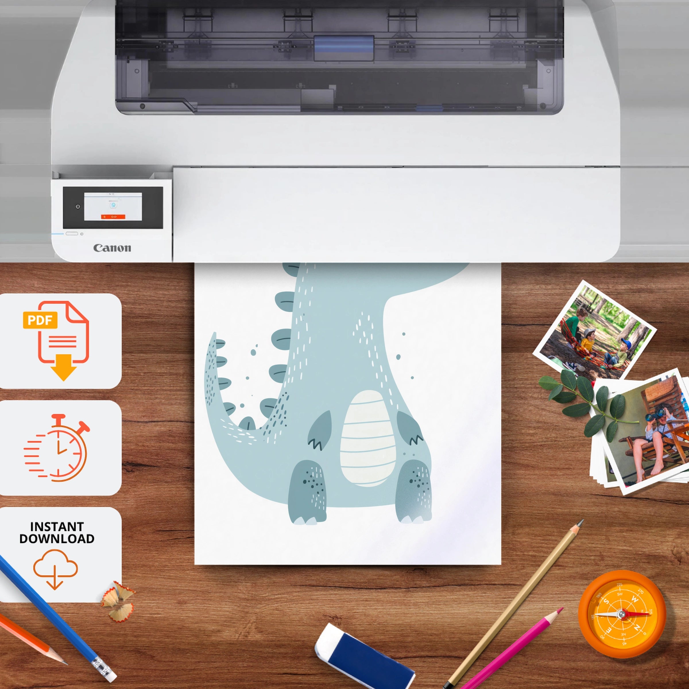 Baby Dinosaur Nursery Print - printable nursery wall art, instant download to print at home