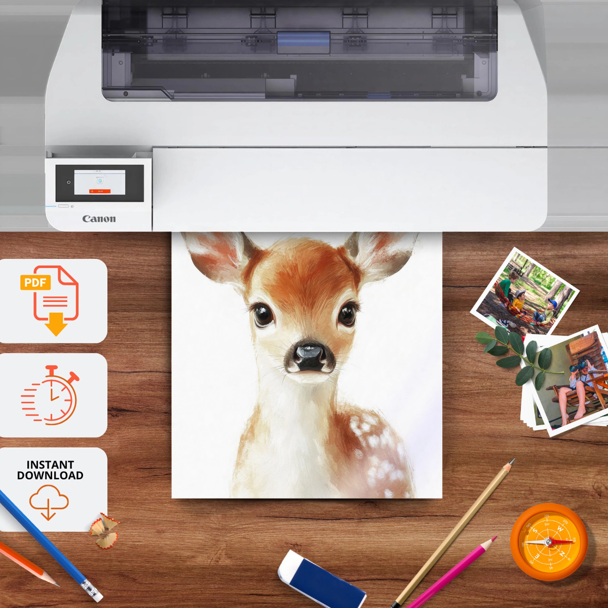 Baby Fawn Nursery Print - printable nursery wall art, instant download to print at home