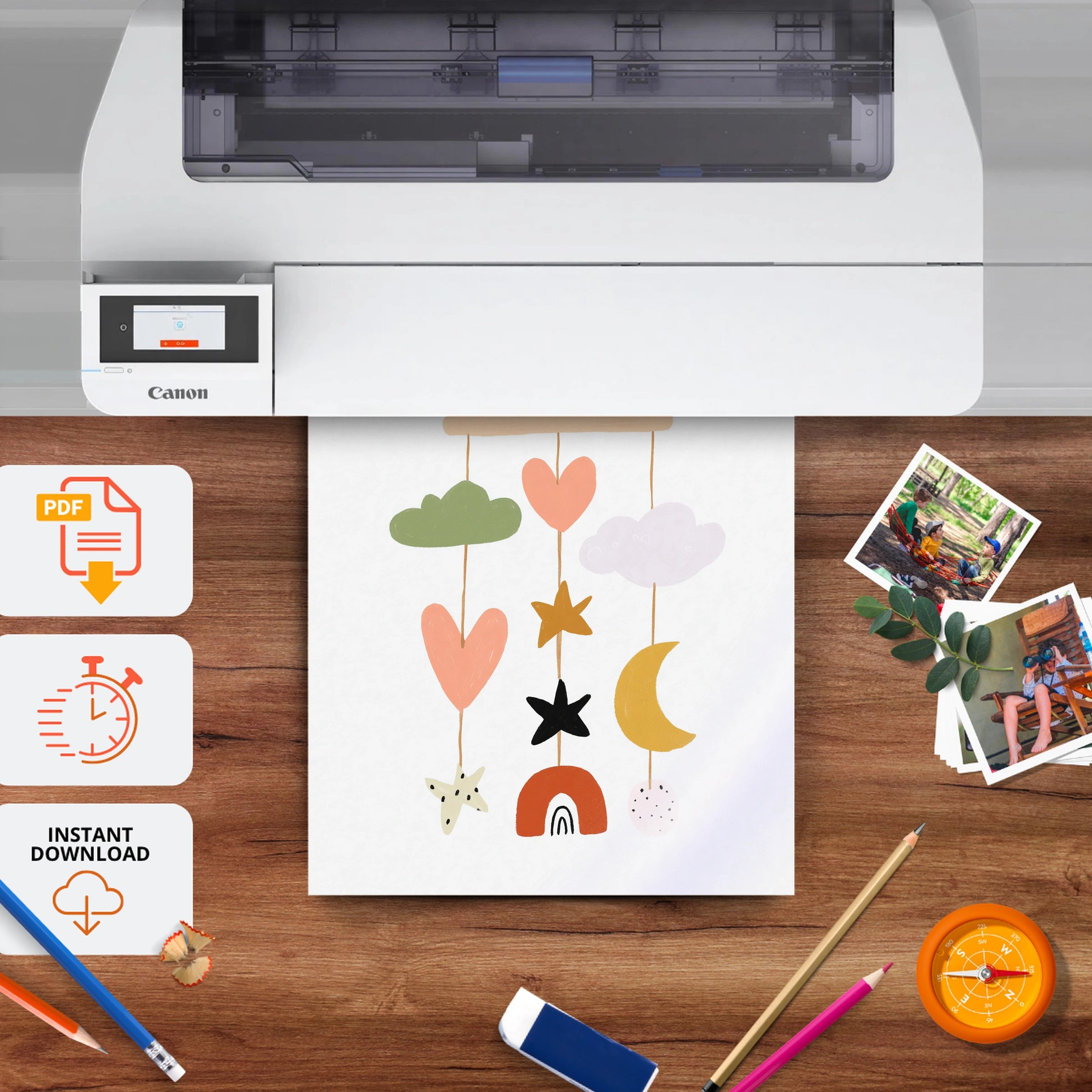 Baby Mobile Nursery Print - printable nursery wall art, instant download to print at home
