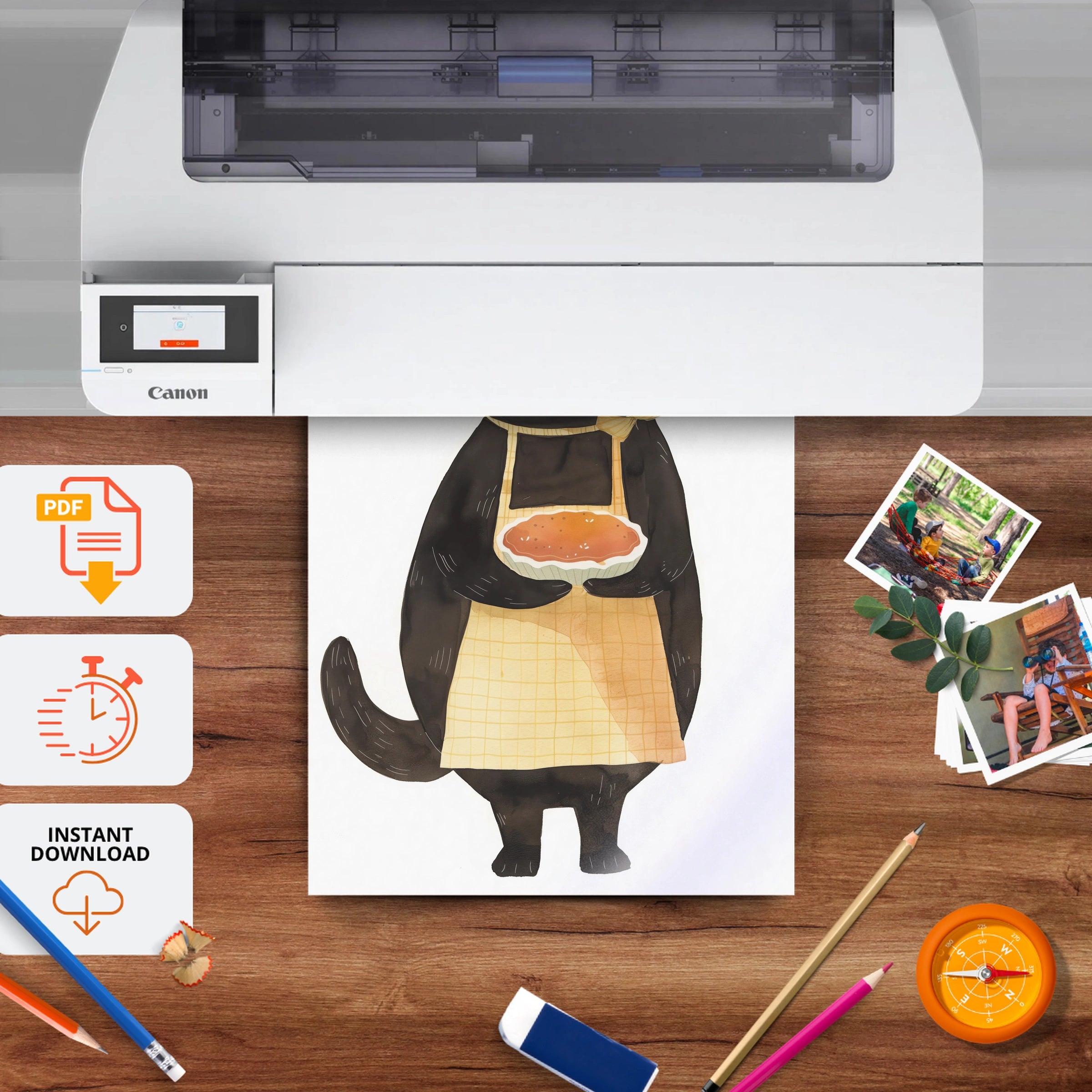 Baking Cat Nursery Print - printable nursery wall art, instant download to print at home