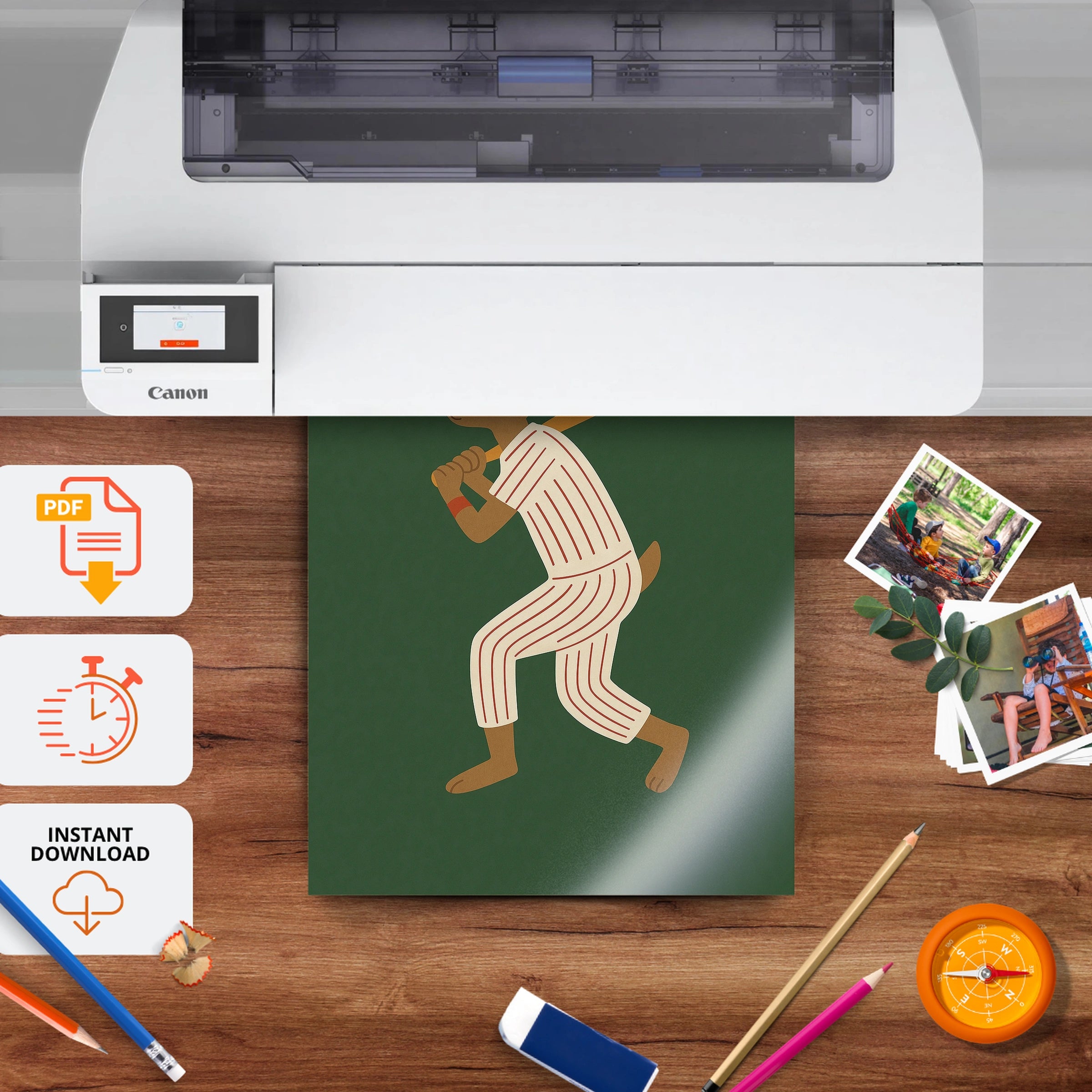 Baseball Batter Rabbit Nursery Print - printable nursery wall art, instant download to print at home