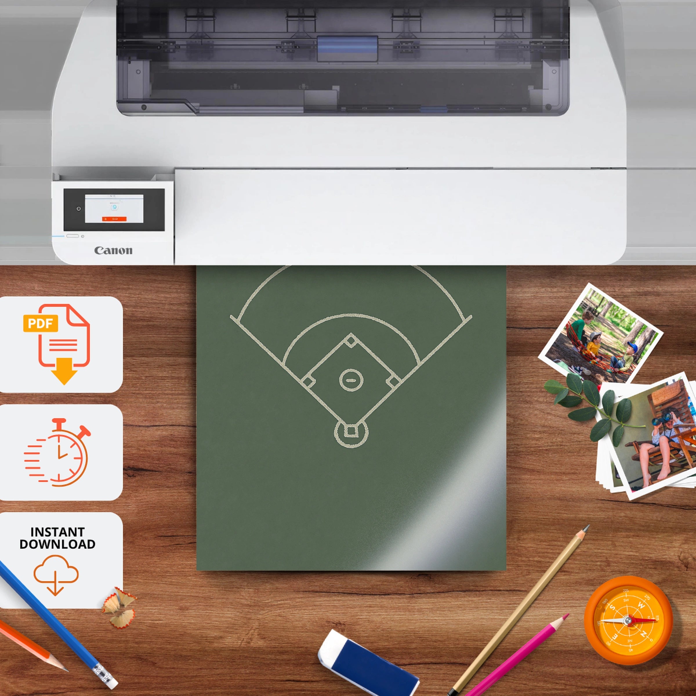 Baseball Diamond Nursery Print - printable nursery wall art, instant download to print at home