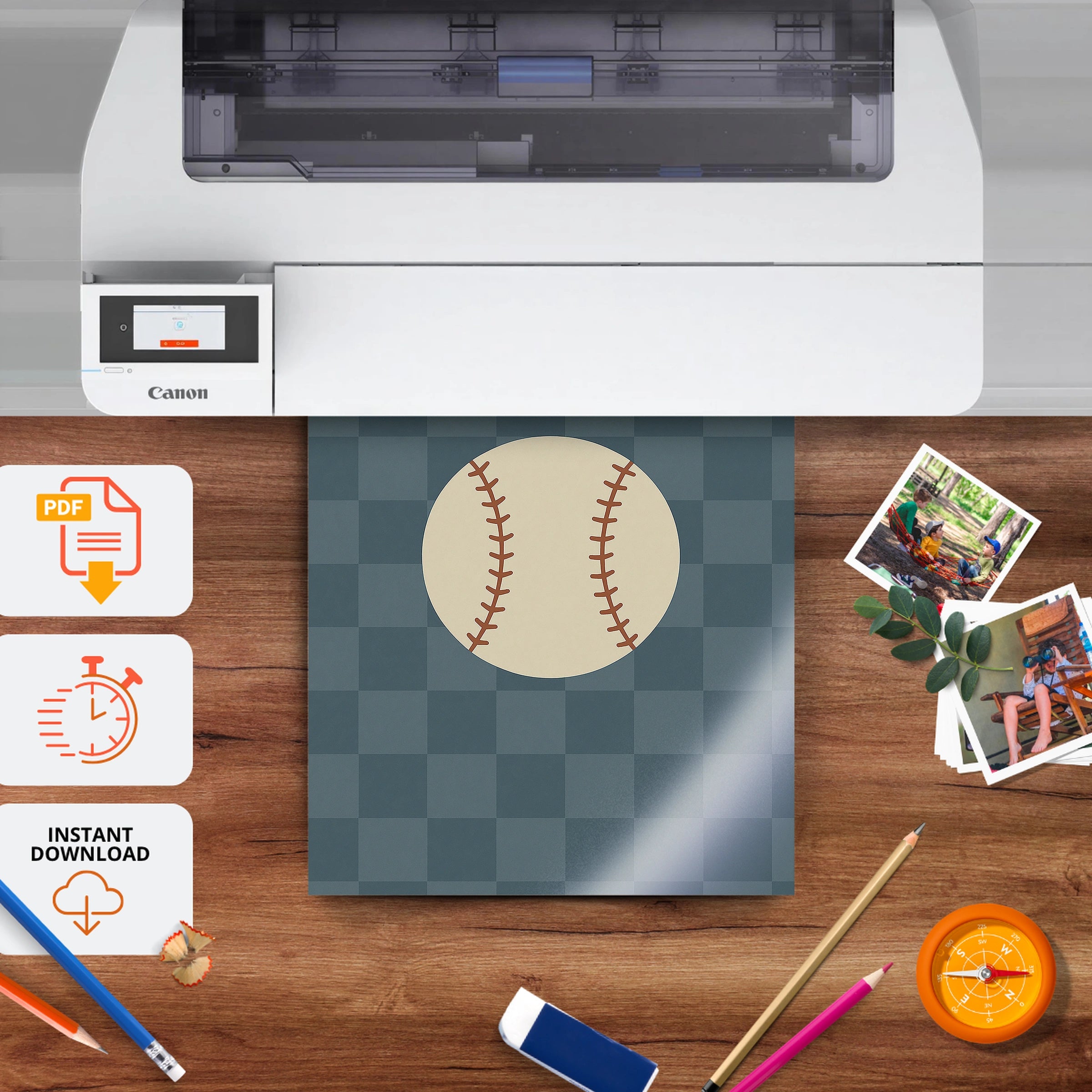 Baseball Three Nursery Print - printable nursery wall art, instant download to print at home