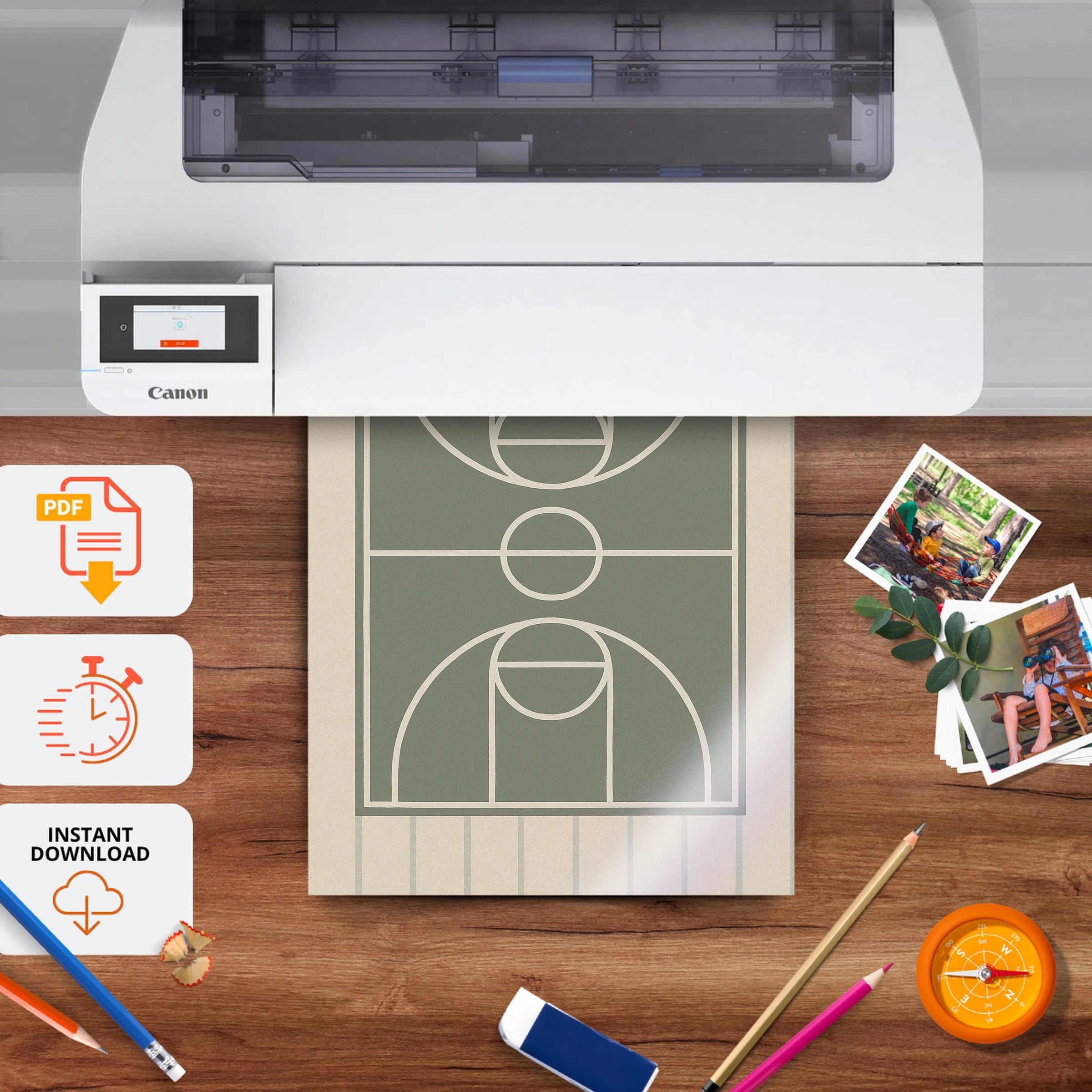 Basketball Court Nursery Print - printable nursery wall art, instant download to print at home
