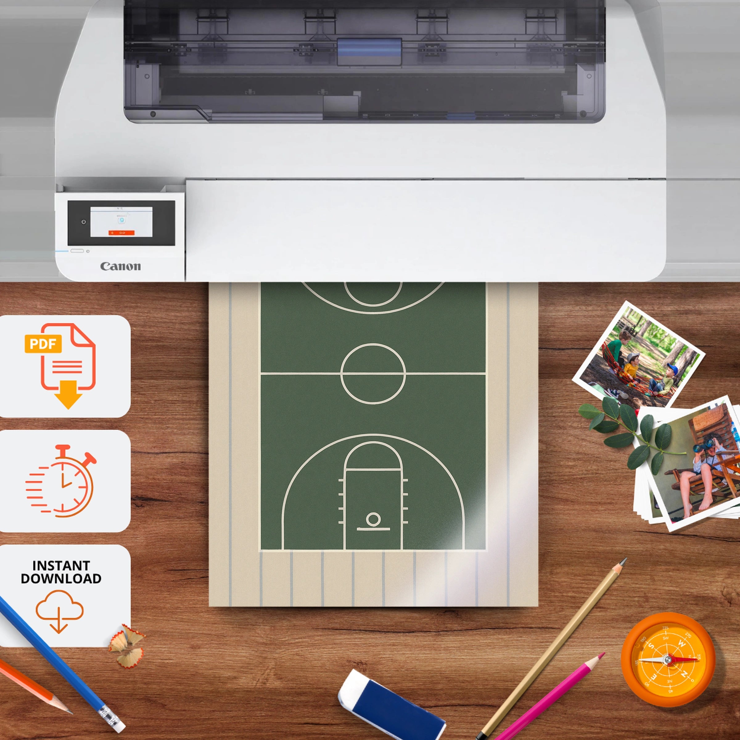 Basketball Court Three Nursery Print - printable nursery wall art, instant download to print at home