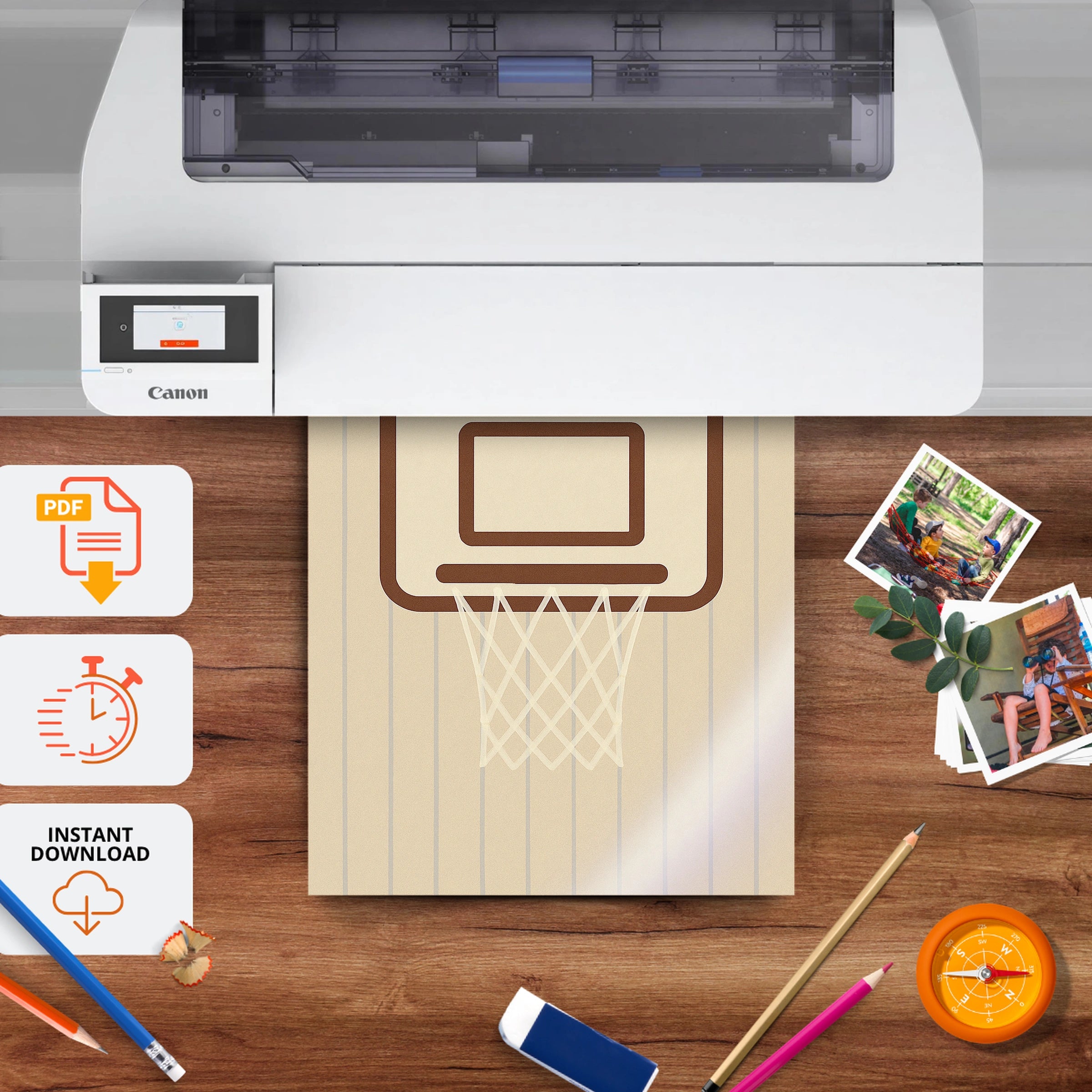 Basketball Hoop Nursery Print - printable nursery wall art, instant download to print at home