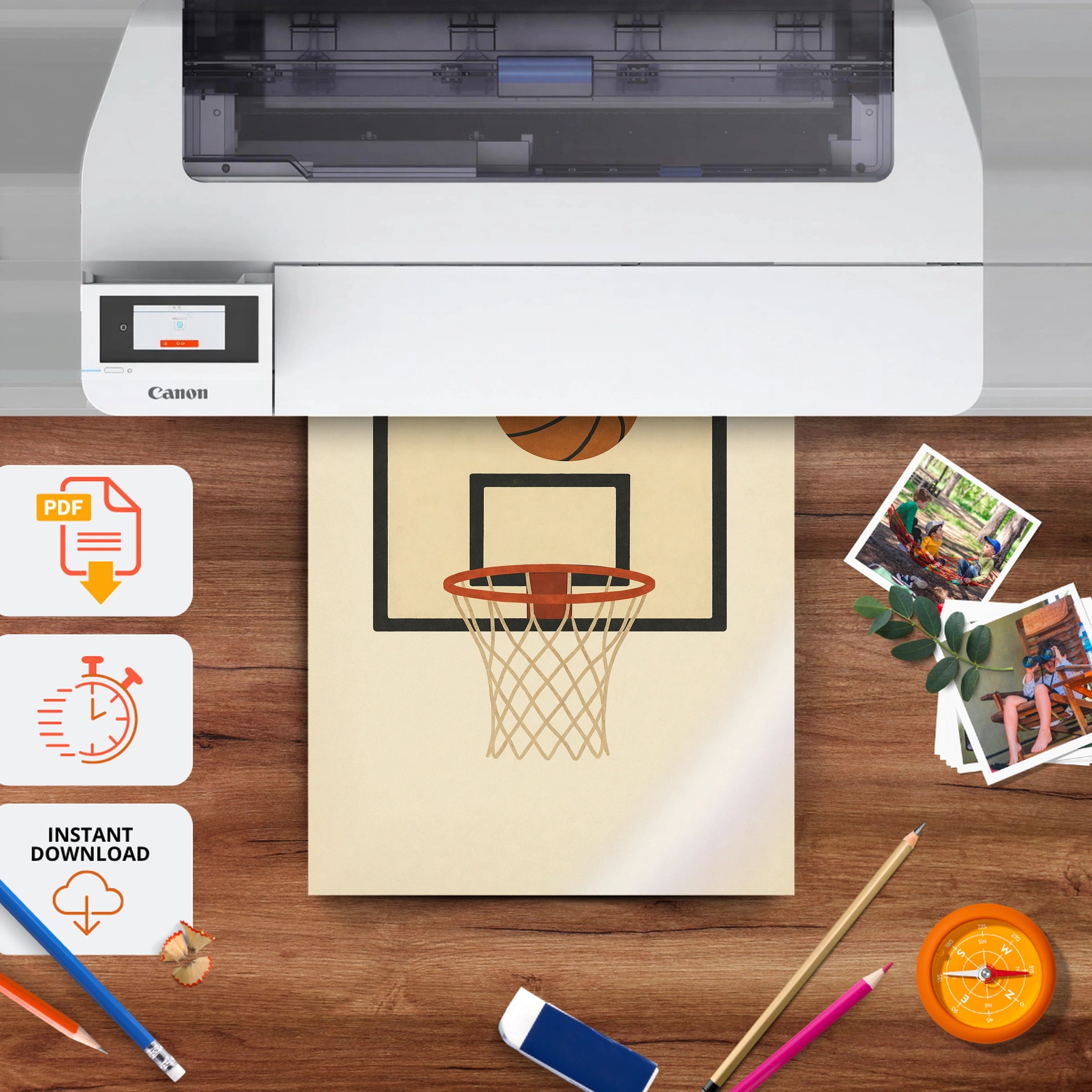 Basketball Hoop Two Nursery Print - printable nursery wall art, instant download to print at home