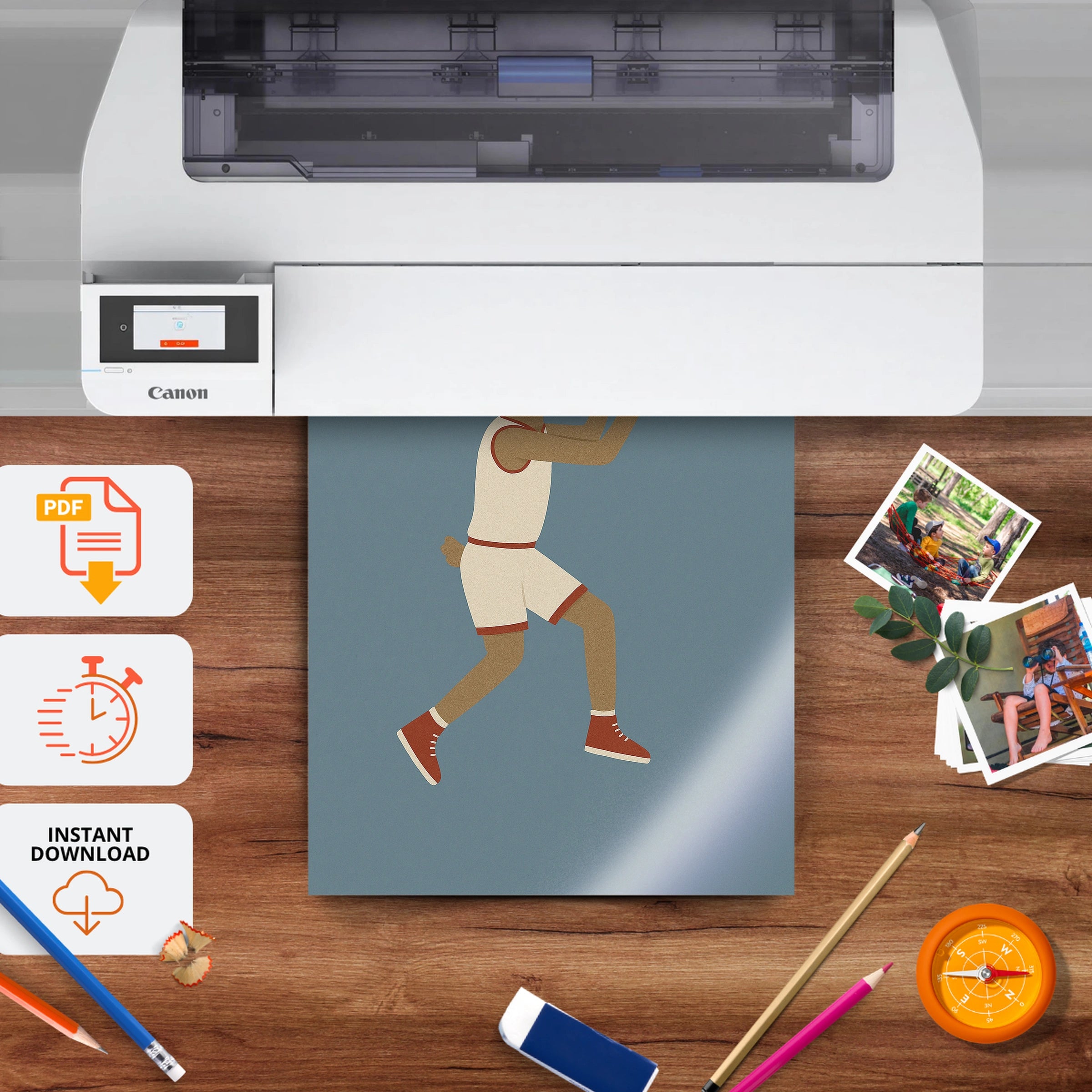 Basketball Rabbit Four Nursery Print - printable nursery wall art, instant download to print at home