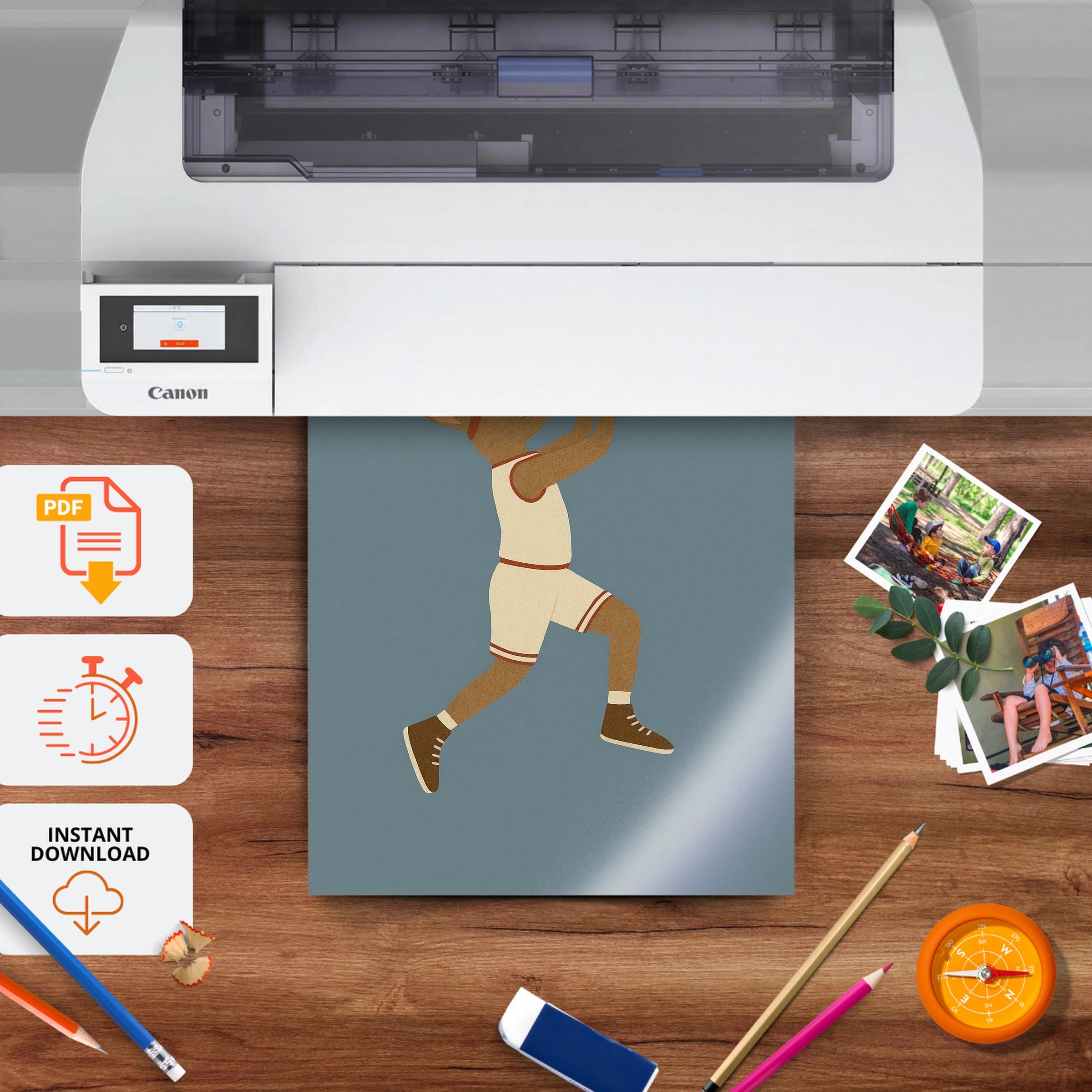 Basketball Rabbit Three Nursery Print - printable nursery wall art, instant download to print at home